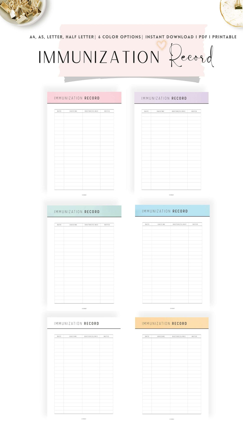 Printable Immunization Record Mrsneat