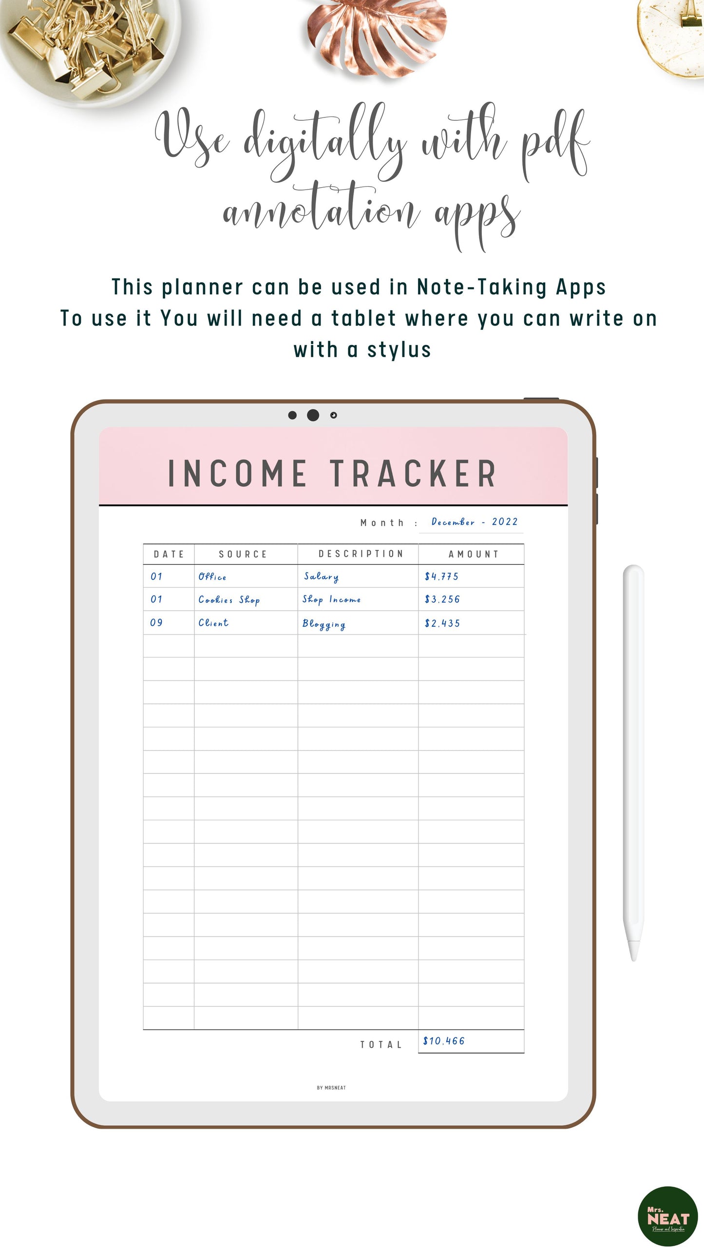 Digital Income and Expense Tracker Template