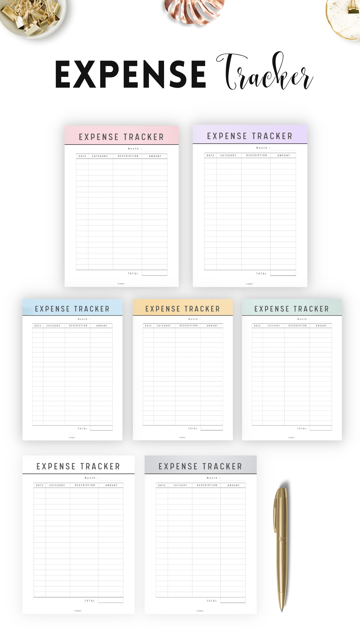 Colorful Expense Tracker Template Printable