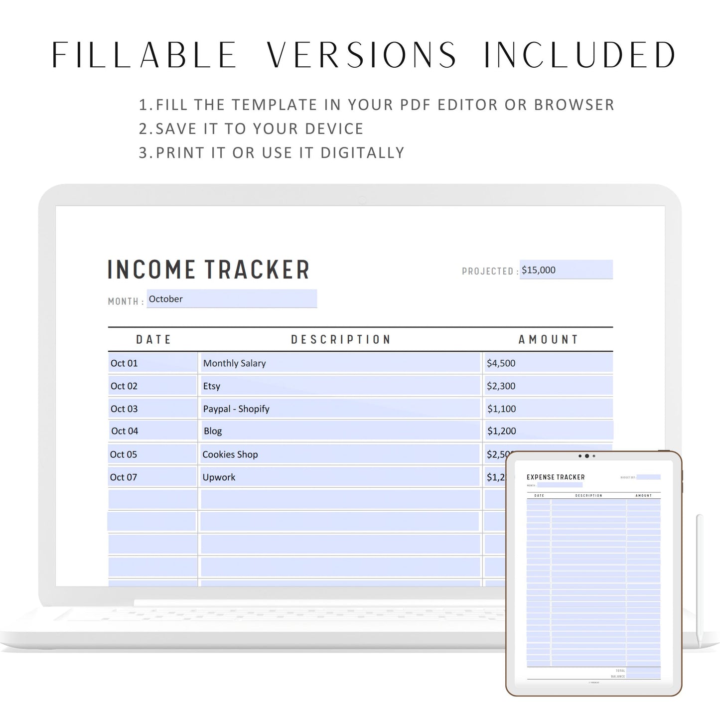 Income Expenses Tracker Printable