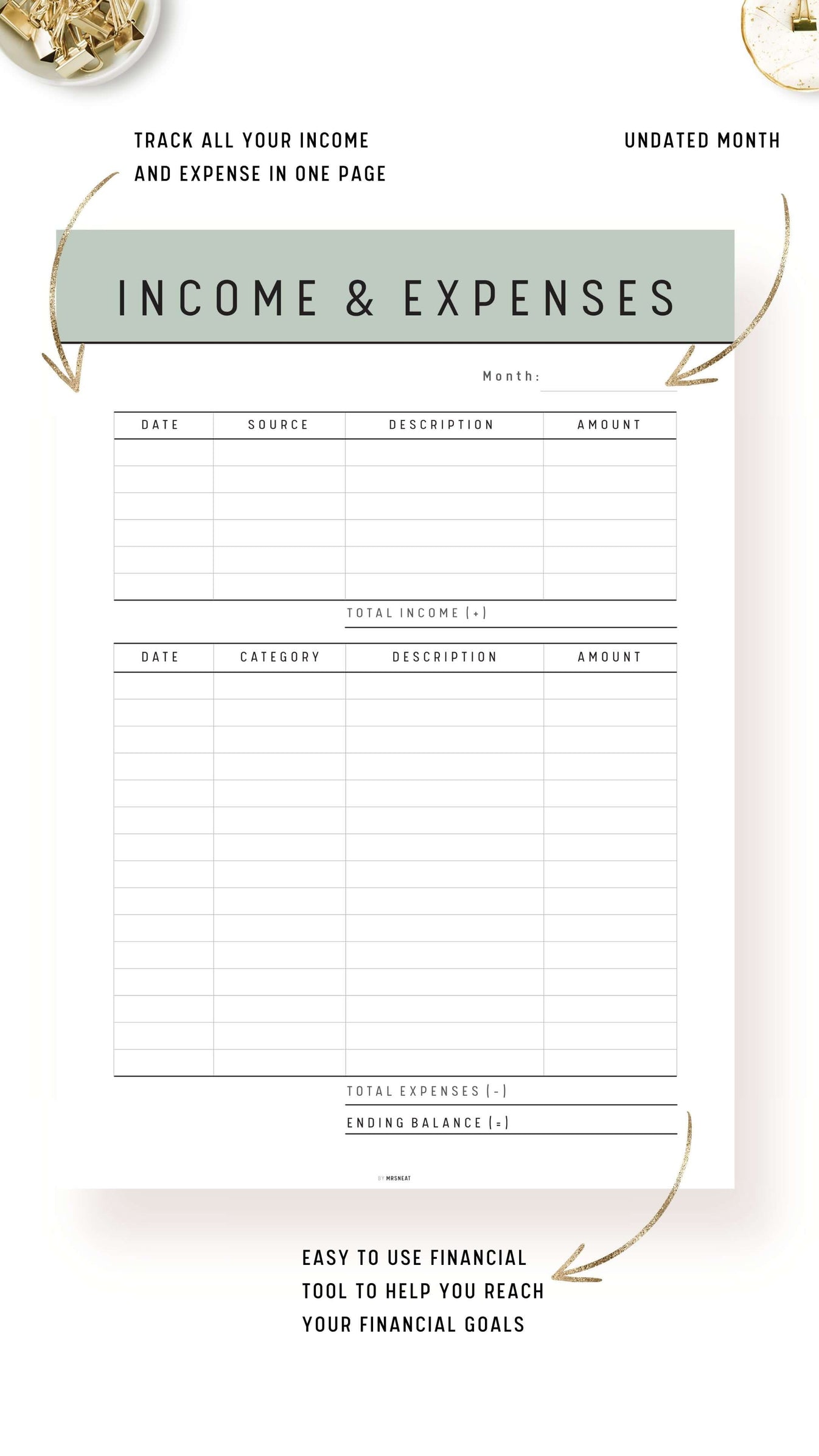 FREE Income and Expense Tracker Template Printable mrsneat FREE Income and Expense Tracker Template Printable mrsneat