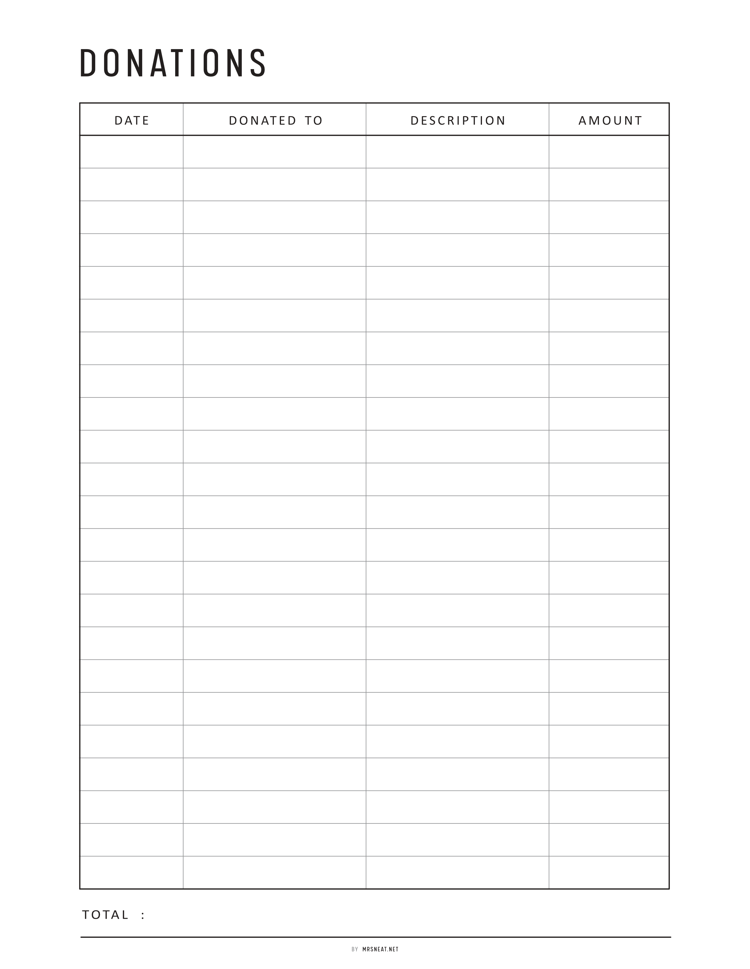 Donation Tracker Printable - M450 – mrsneat Donation Tracker Printable - M450 – mrsneat
