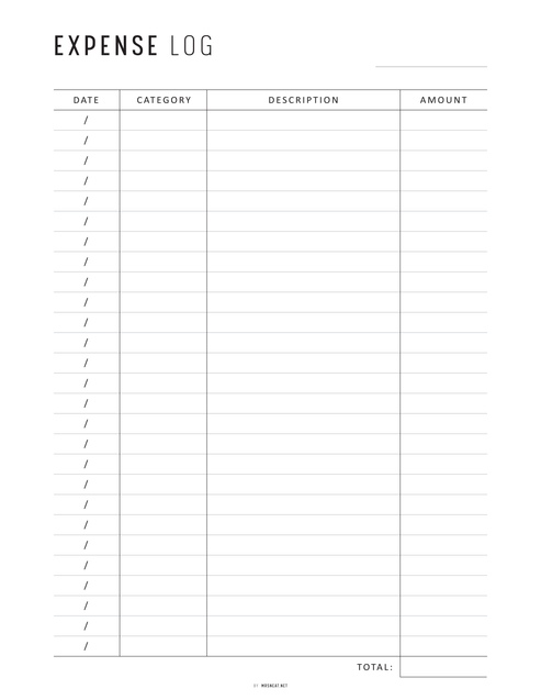 Job Expense Log Expense Log Template - M458 – mrsneat