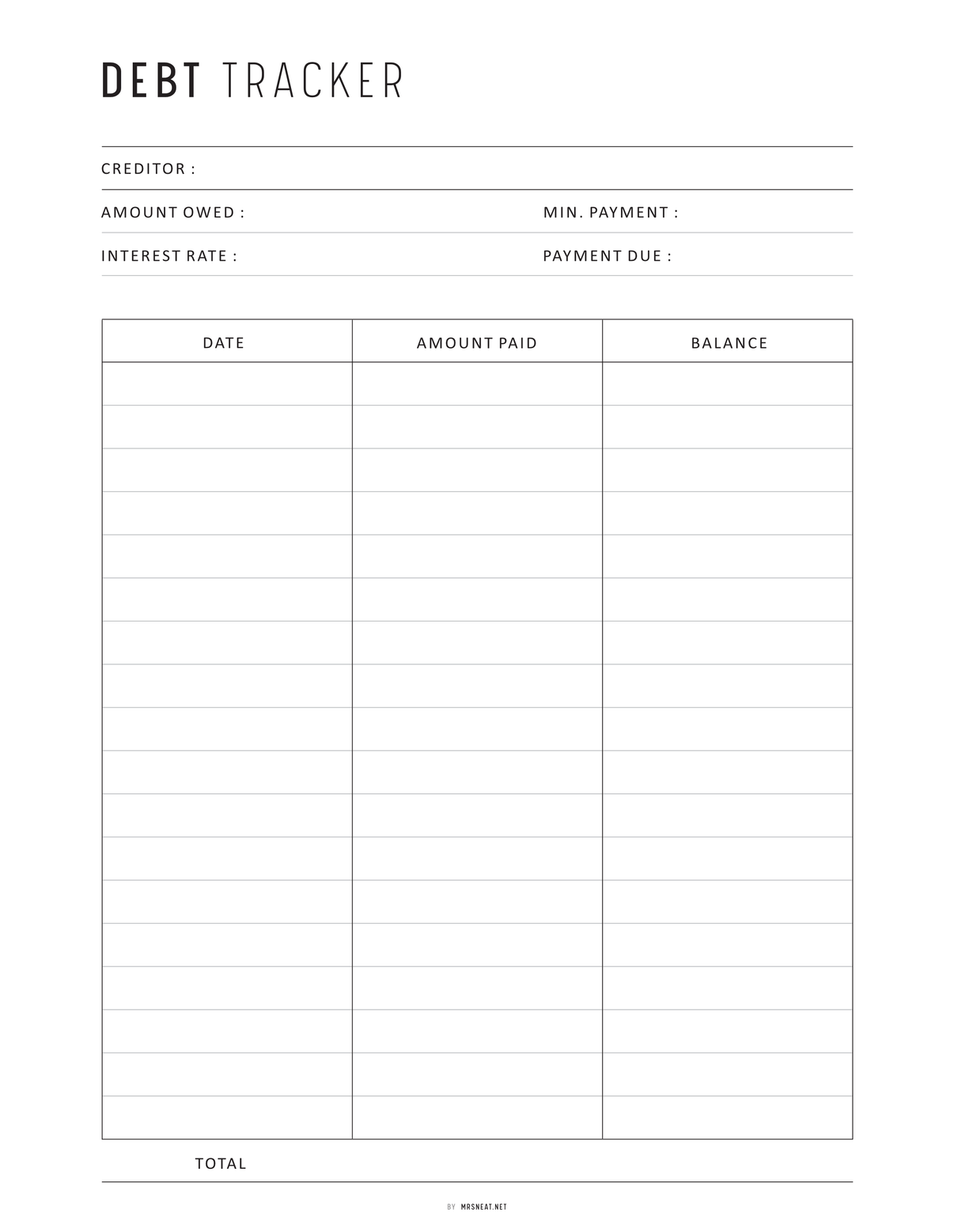 Debt Payment Tracker - M452 – mrsneat