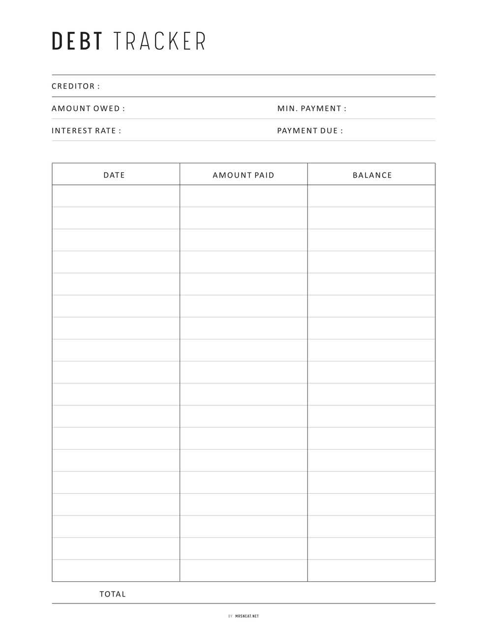 Debt Payment Tracker - M452 – mrsneat
