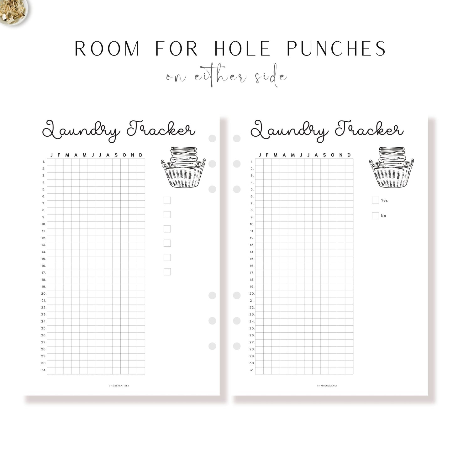 Laundry Tracker Template Printable PDF, Minimalist, Daily Planner, Yearly Planner, Monthly Planner, A4, A5, Letter, Half Letter, Digital Planner, 2 versions