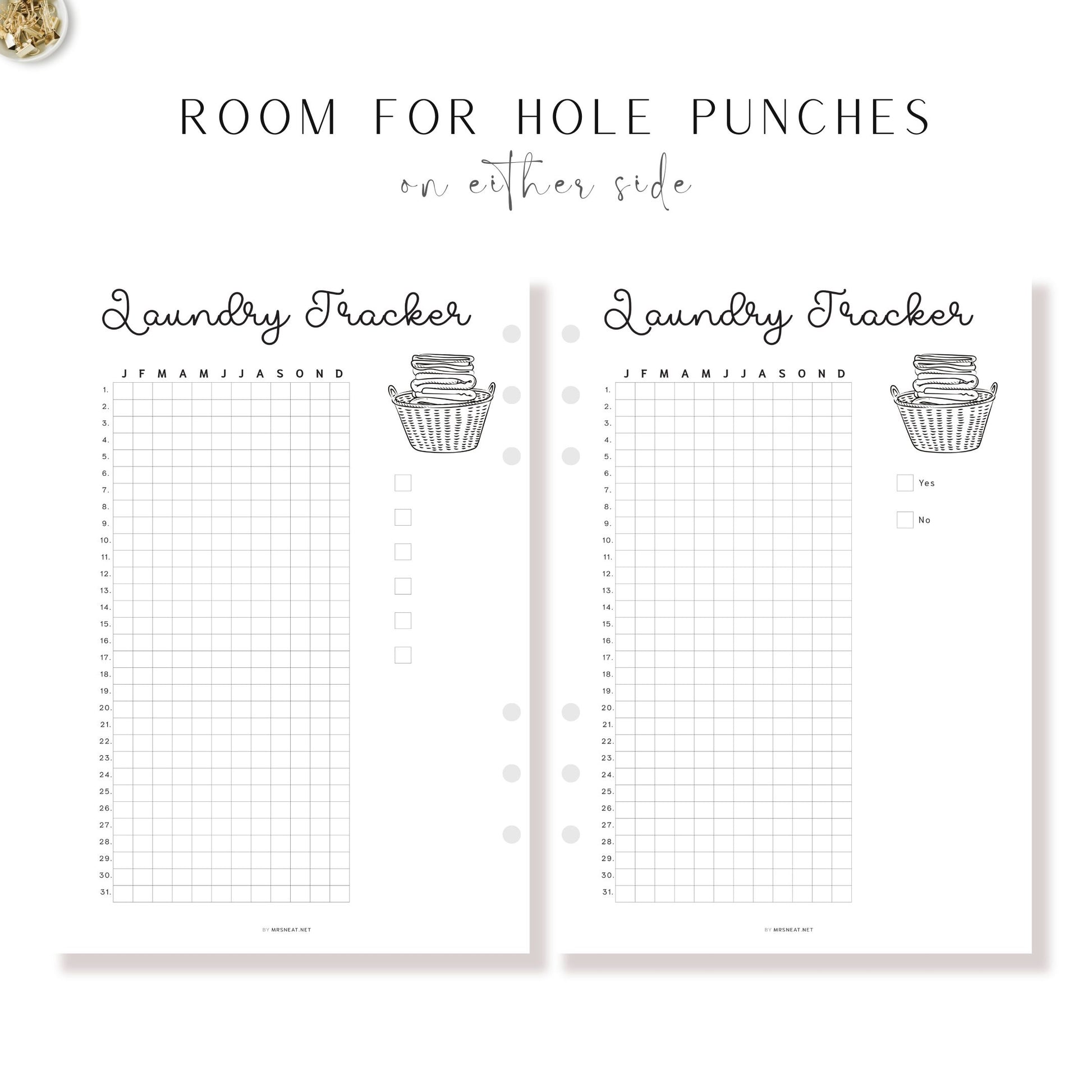 Laundry Tracker Template Printable PDF, Minimalist, Daily Planner, Yearly Planner, Monthly Planner, A4, A5, Letter, Half Letter, Digital Planner, 2 versions