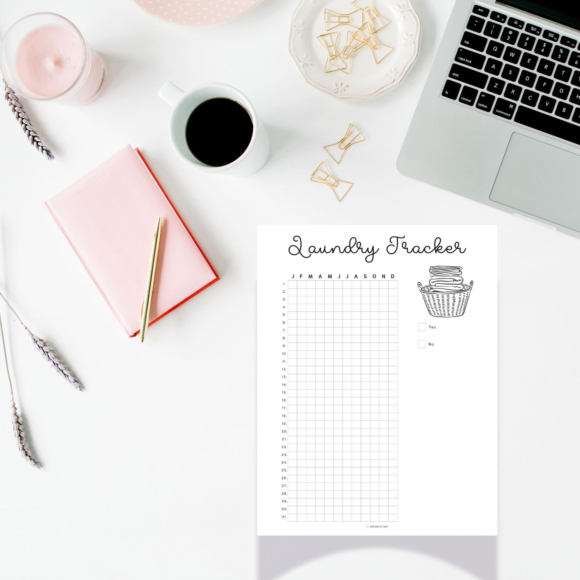 Laundry Tracker Template Printable PDF, Minimalist, Daily Planner, Yearly Planner, Monthly Planner, A4, A5, Letter, Half Letter, Digital Planner, 2 versions