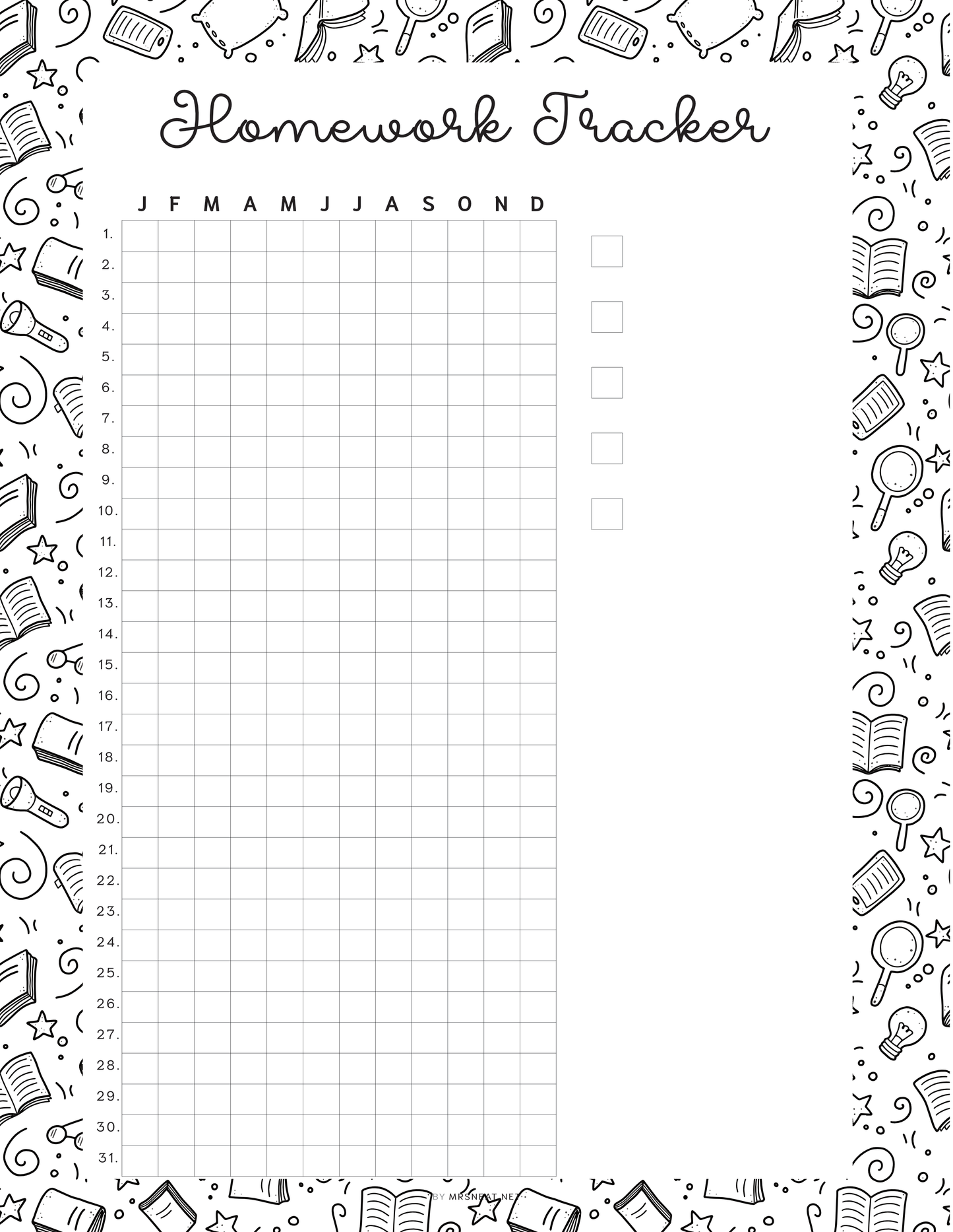 Homework Tracker, PRINTABLE Journal Page, Student Journal, Student Planner Page, Student Agenda, Assignment Tracker, Track Homework, Digital Planner, Printable Planner, A4, A5, Letter, Half Letter