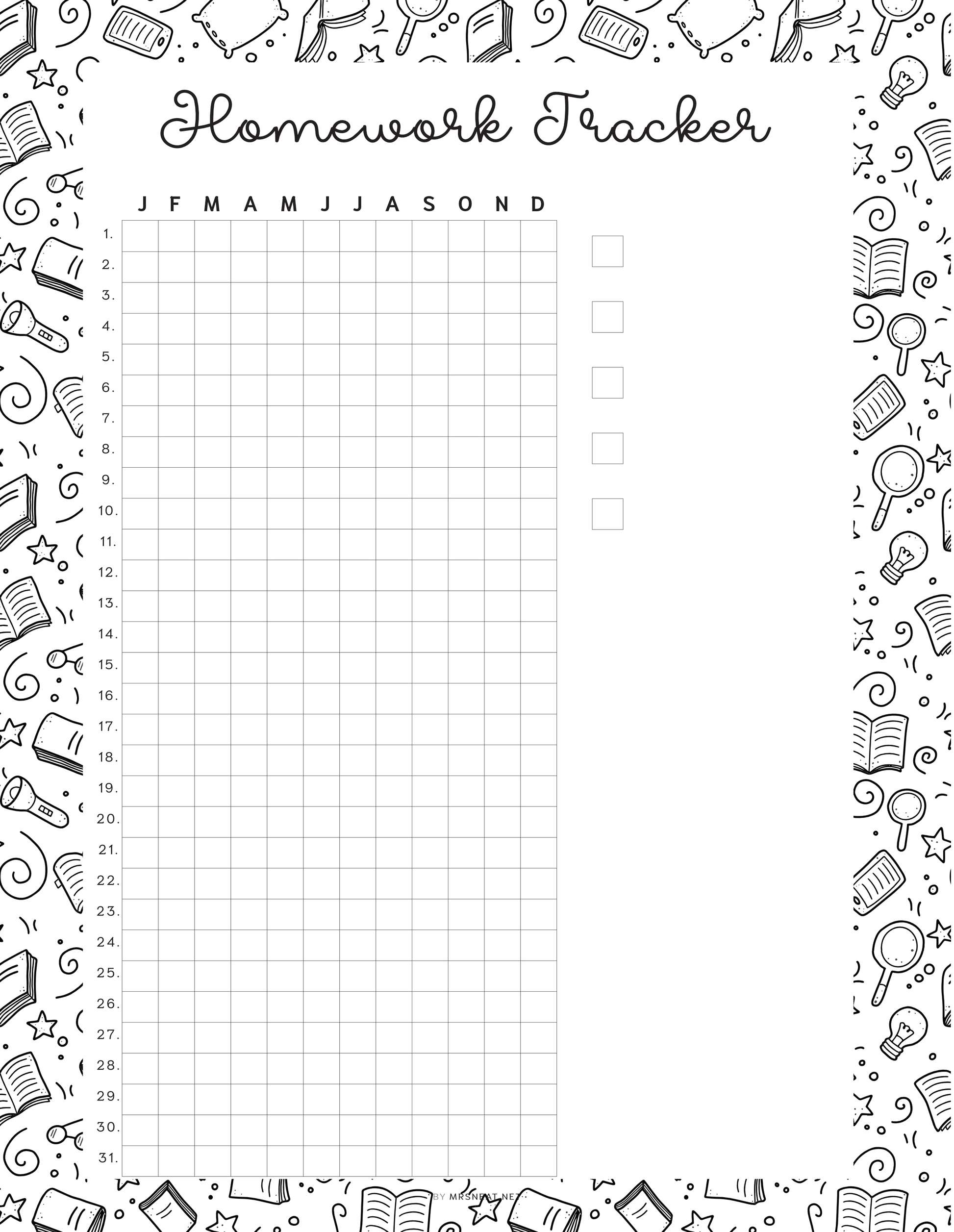 Homework Tracker, PRINTABLE Journal Page, Student Journal, Student Planner Page, Student Agenda, Assignment Tracker, Track Homework, Digital Planner, Printable Planner, A4, A5, Letter, Half Letter