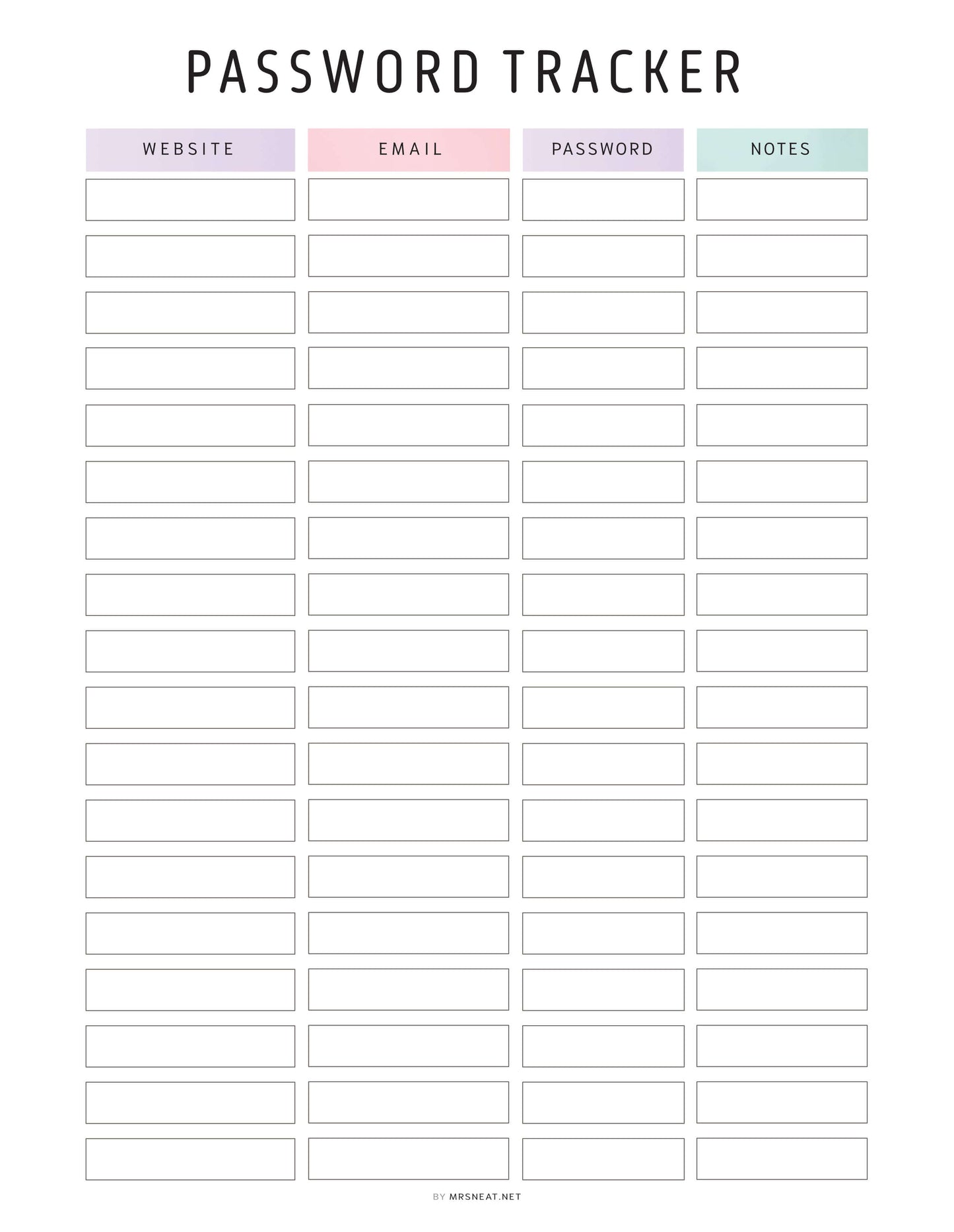 Editable Password Tracker Template, 2 color options, PDF, Digital & Printable Planner Letter size