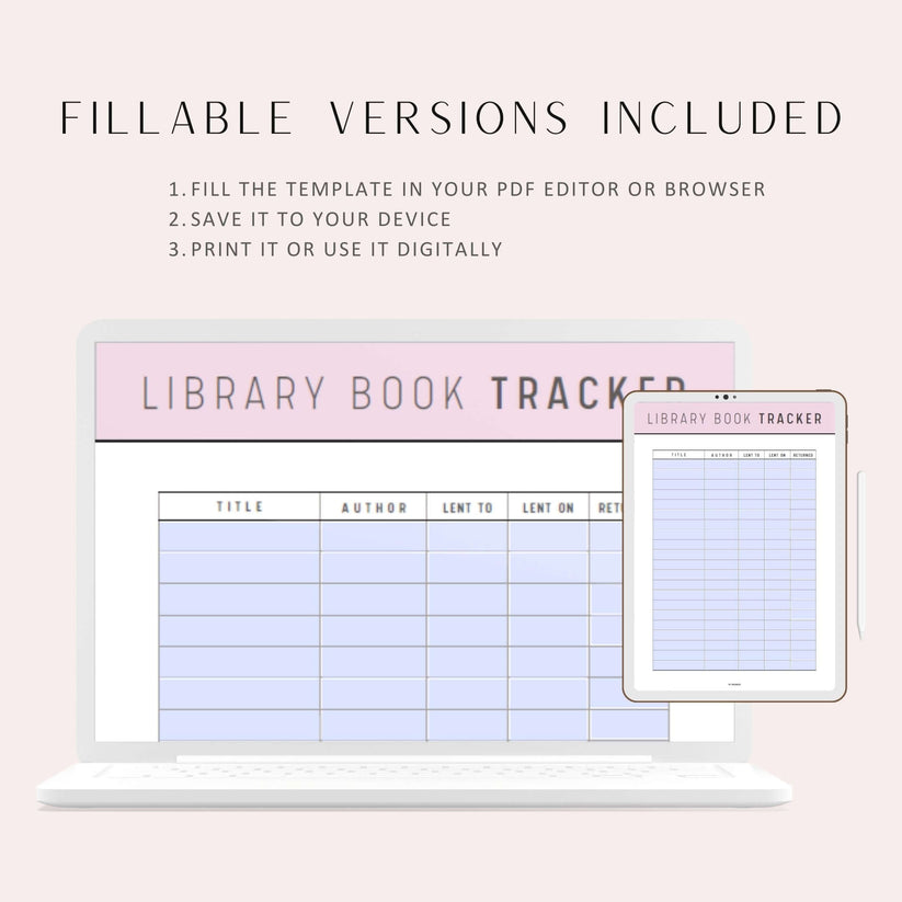 Library Book Tracker Printable - M221 – mrsneat