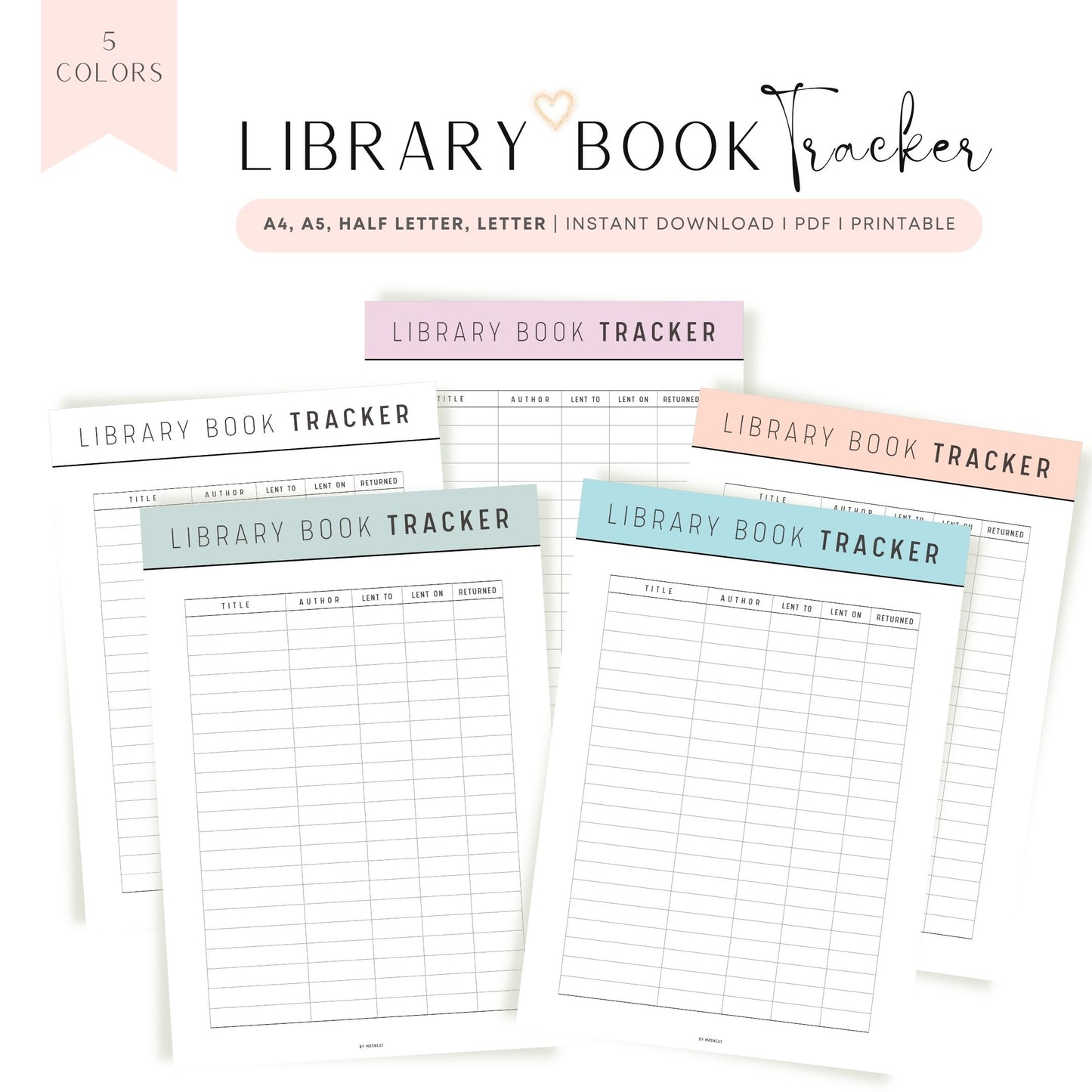 Library Book Tracker Printable