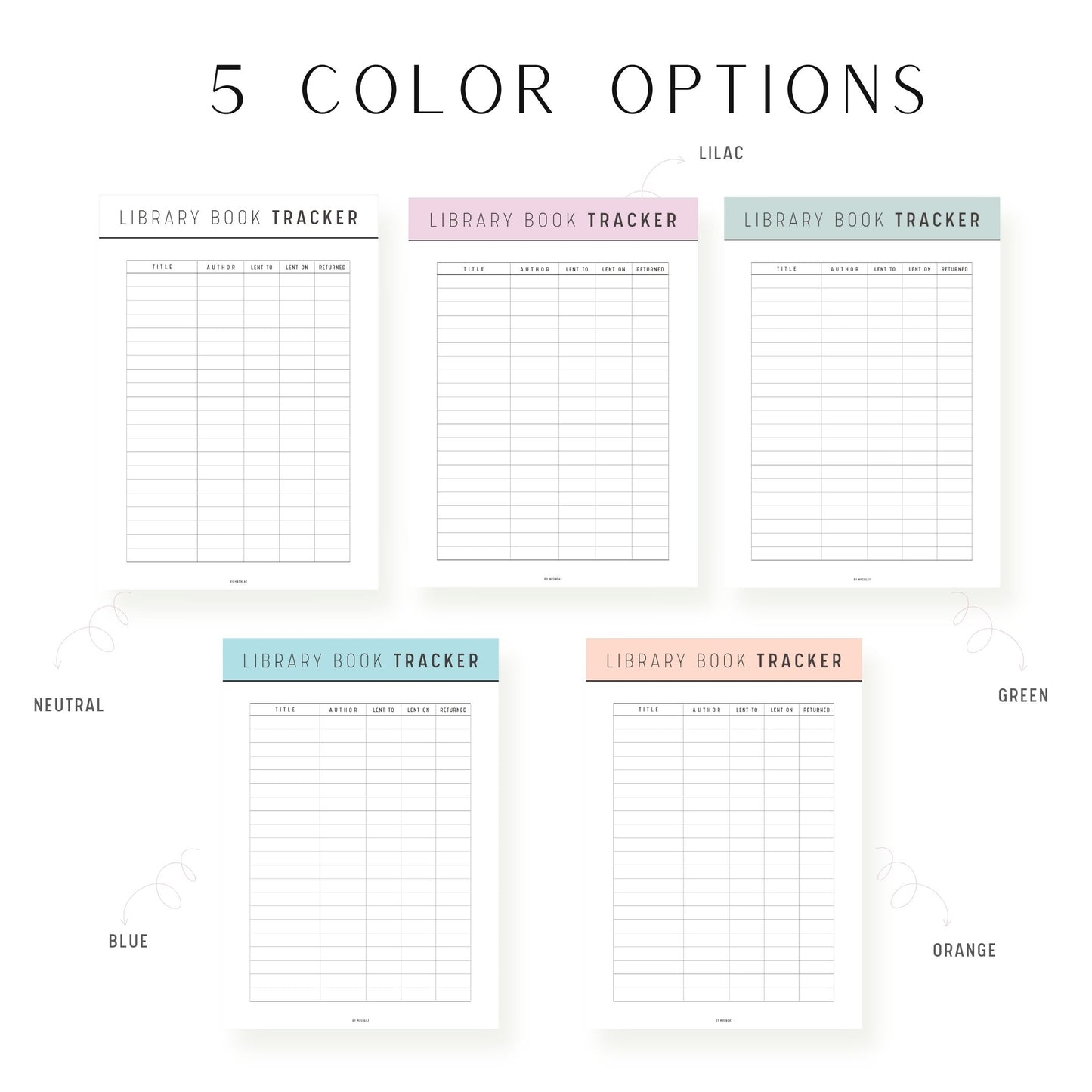 Colorful Library Book Tracker Printable