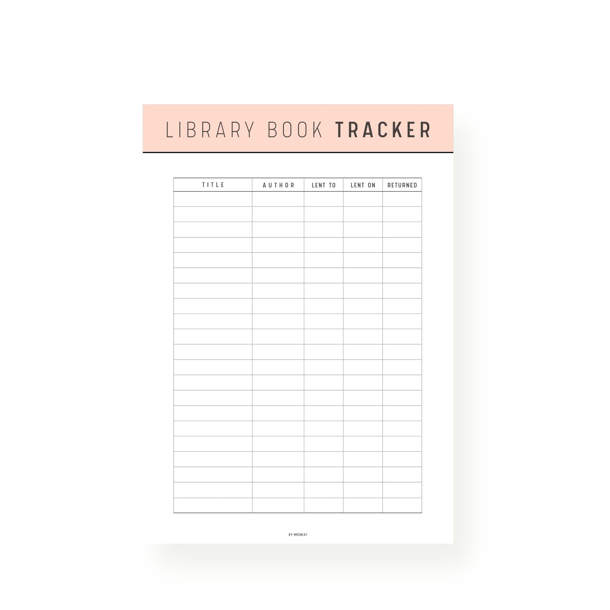 Orange Library Book Tracker Printable