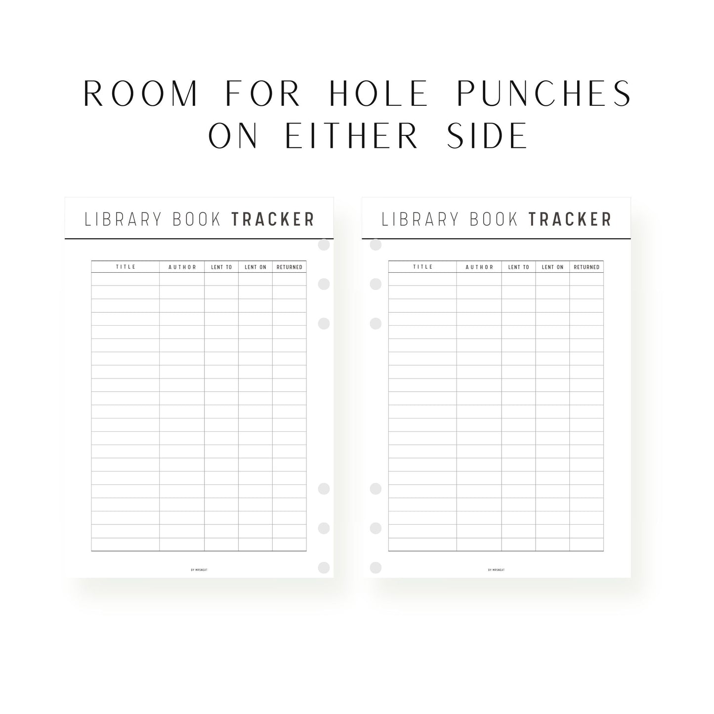 Library Book Tracker Printable