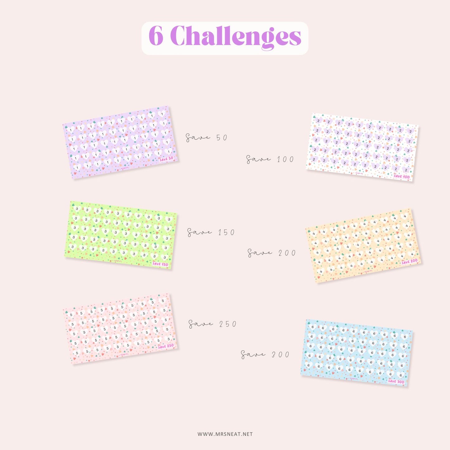 Love Savings Challenge, A6, Printable, Colorful, Cute, 6 Challenges, Love Theme, Valentine Savings Challenge, Budget Tracker, Savings Tracker, Cash Stuffing, Tiny Mini Savings Challenge, Kawaii Savings Challenge, Low Income Savings Challenge, Low income budget tracker, Printable, Digital Download