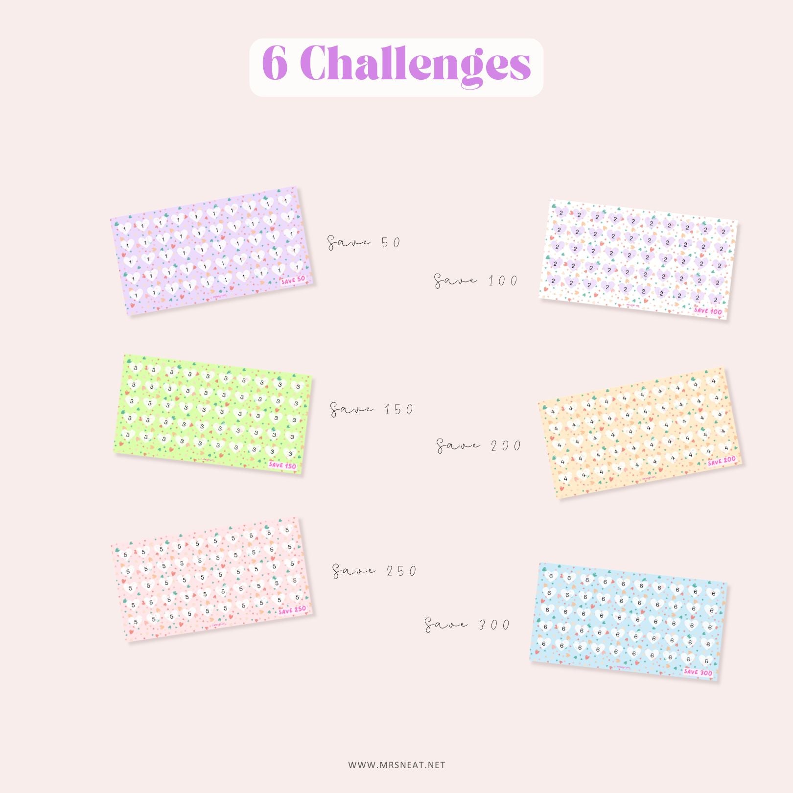Love Savings Challenge, A6, Printable, Colorful, Cute, 6 Challenges, Love Theme, Valentine Savings Challenge, Budget Tracker, Savings Tracker, Cash Stuffing, Tiny Mini Savings Challenge, Kawaii Savings Challenge, Low Income Savings Challenge, Low income budget tracker, Printable, Digital Download