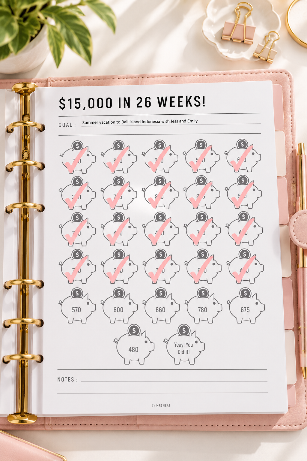 $15,000 Savings Challenge Planner