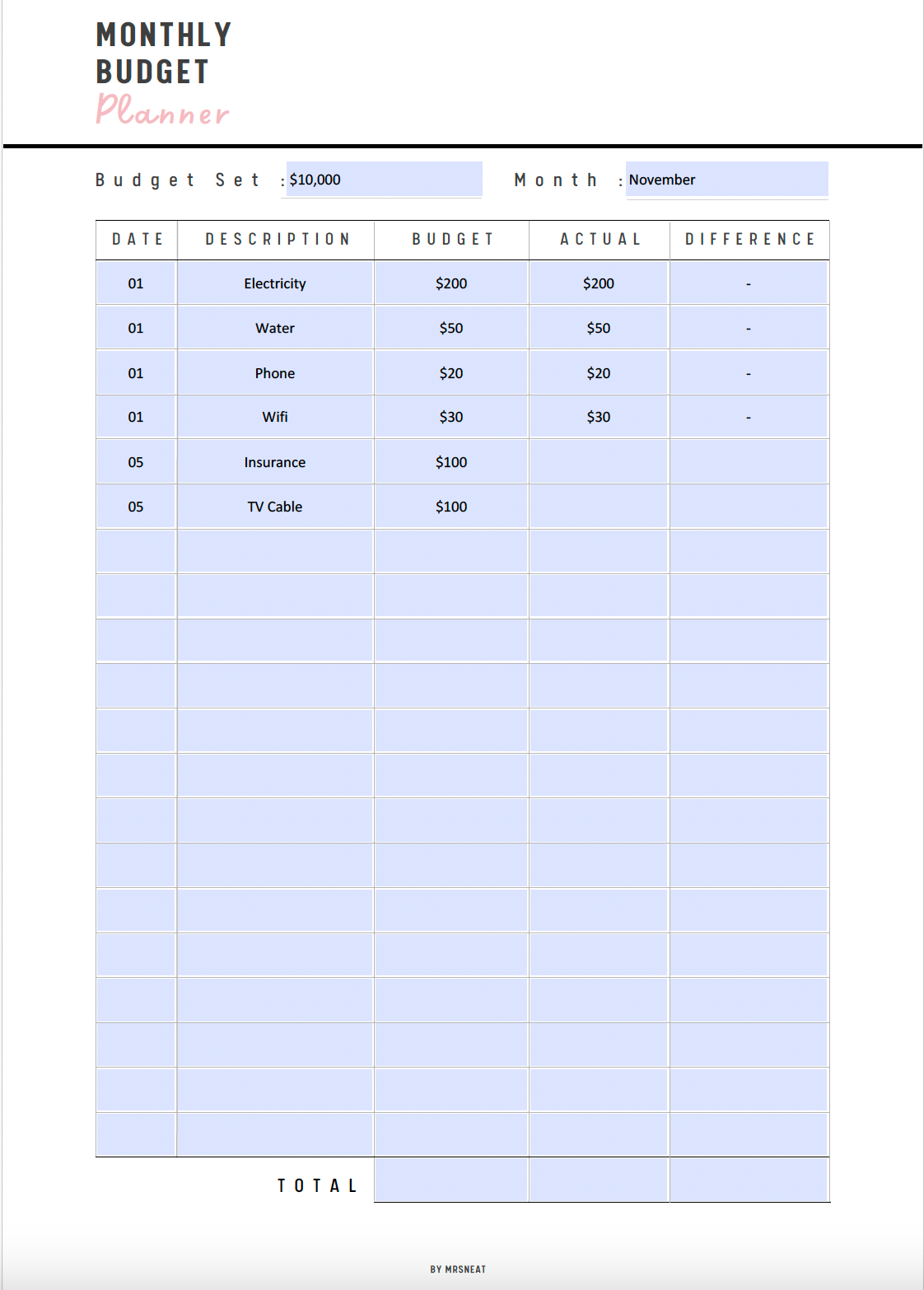 Fillable Monthly Budget Planner Printable, Budget Sheet Printable, Paycheck Budget, Monthly Budget Tracker, Budgeting Sheet, A4/A5/US Letter