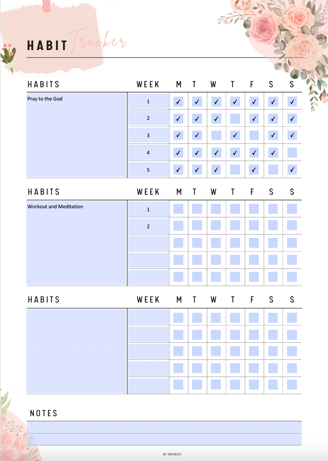 Fillable Daily Habit Tracker Printable, Weekly Monthly Habit Tracker, 30 Day Habit Challenge, Routine Tracker, A4, A5, Half Letter, Letter