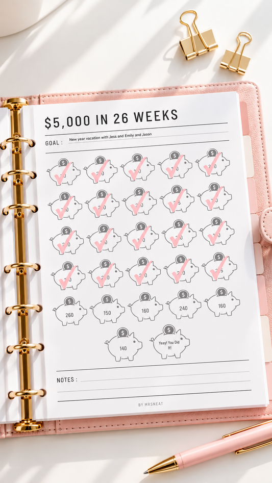 Piggy bank Planner Savings Tracker