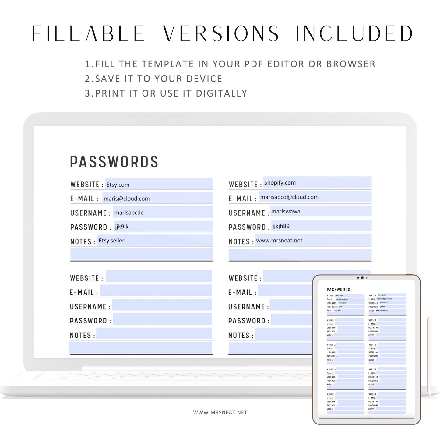 Fillable Password Tracker Printable, Password Keeper, Password Organizer, Password Log, Printable Password, Password List, Password Book