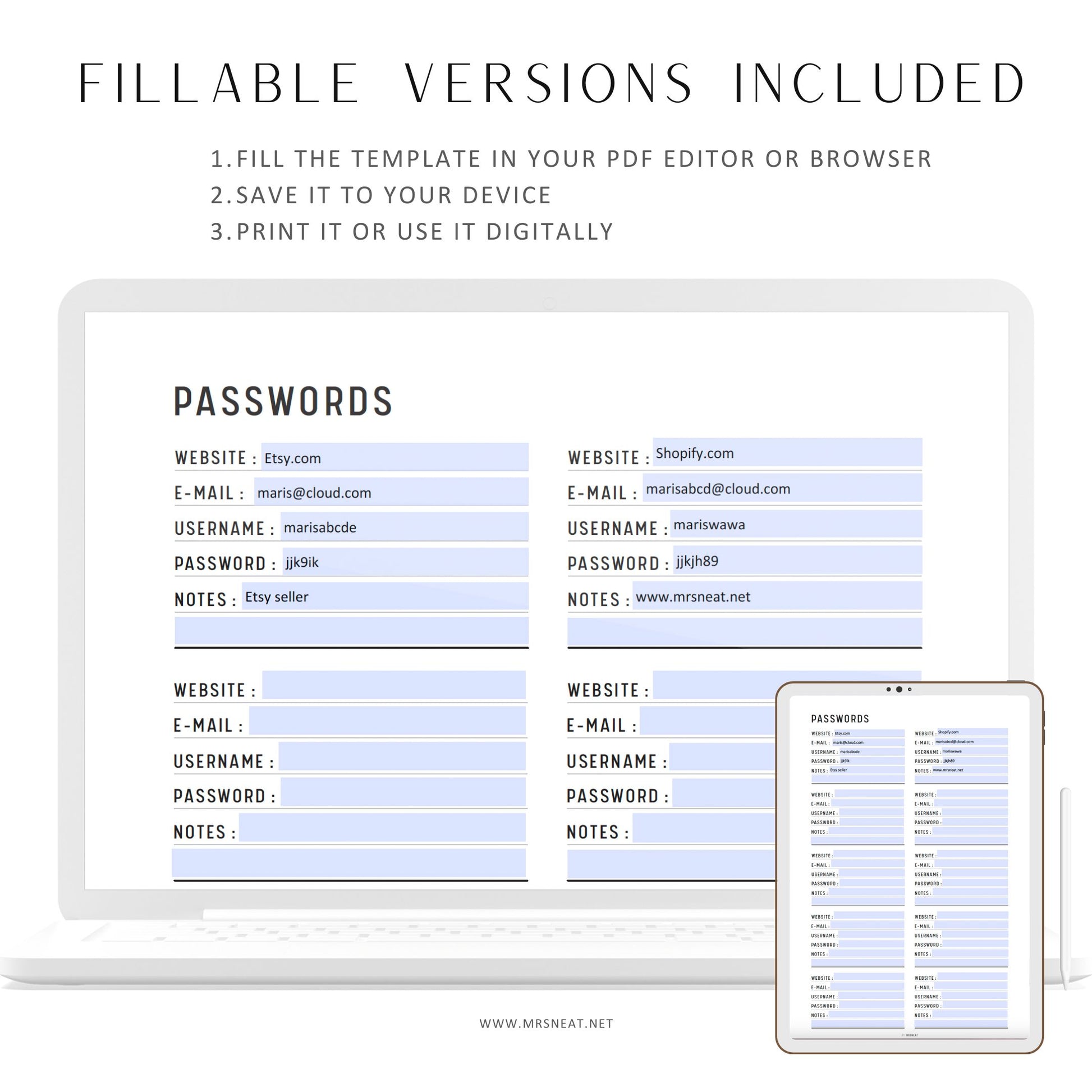 Fillable Password Tracker Printable, Password Keeper, Password Organizer, Password Log, Printable Password, Password List, Password Book