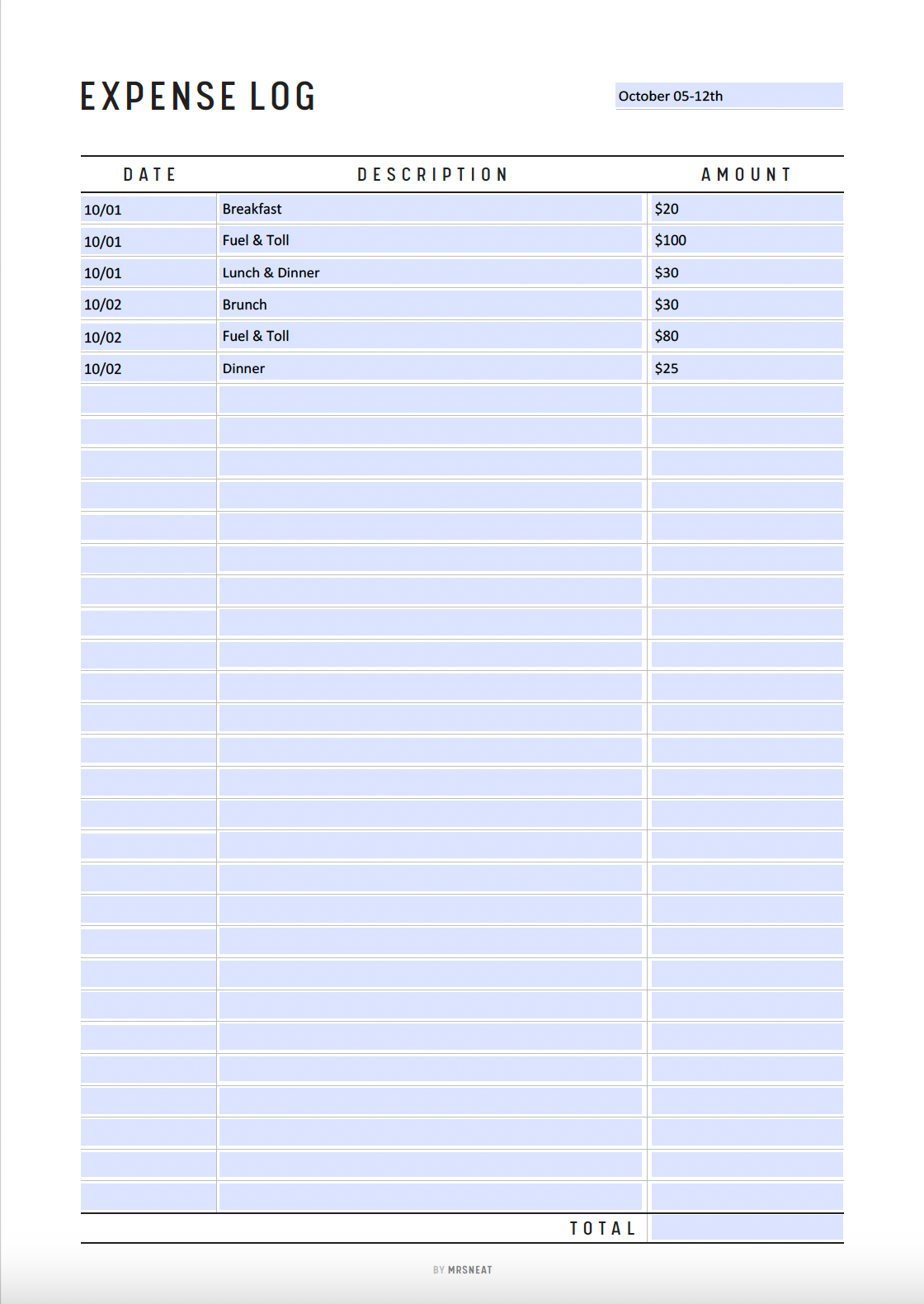 Fillable Expense Log Printable, Spending Tracker Template, Bill Tracker, Expense Tracker, Budget Tracker, A4/A5/Letter/Half Letter, PDF