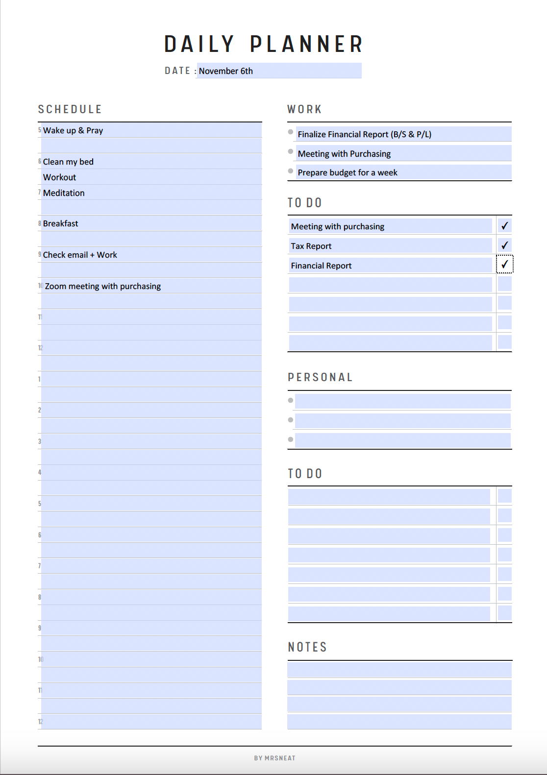 Fillable Work from home planner printable, Work Schedule, Remote Work Planner, Daily To Do List, Daily Planner, A4, A5, Letter & Half Letter