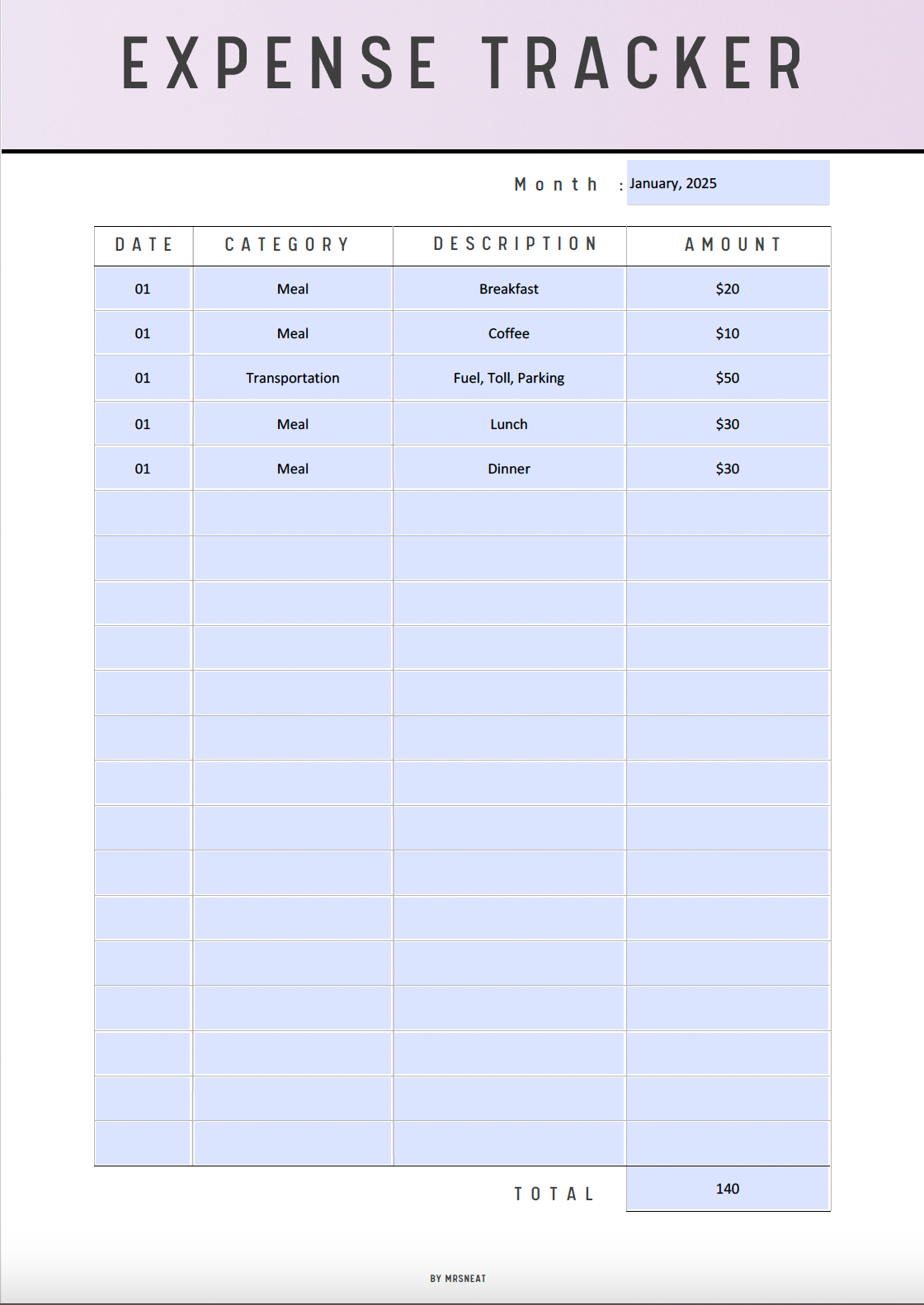 Fillable Expense Tracker Printable, Expense Planner, Money Management Planner, Monthly Expense Manager, A4, A5, US Letter, 7 Colors