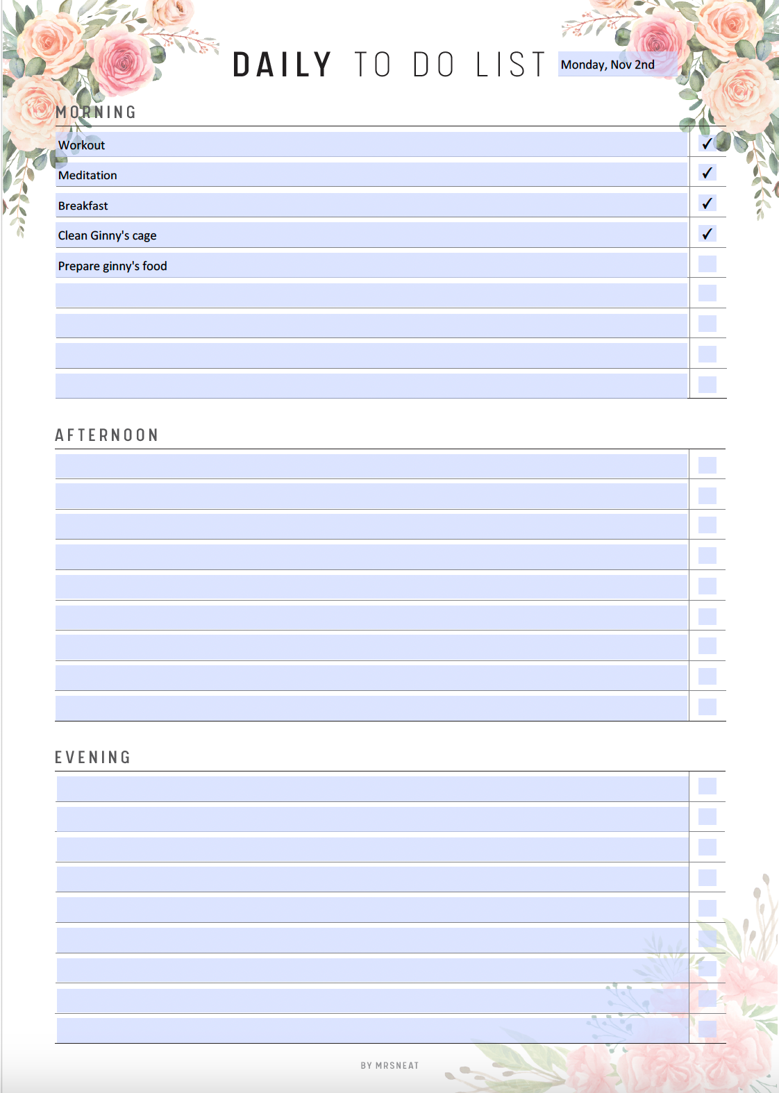 Fillable To Do List Printable, Daily To Do List, Weekly To Do Planner, Home Task Checklist, Organize List, A4, A5, Letter, Half Letter, PDF Fillable, Printable Planner, Digital Planner, Sunday & Monday start included