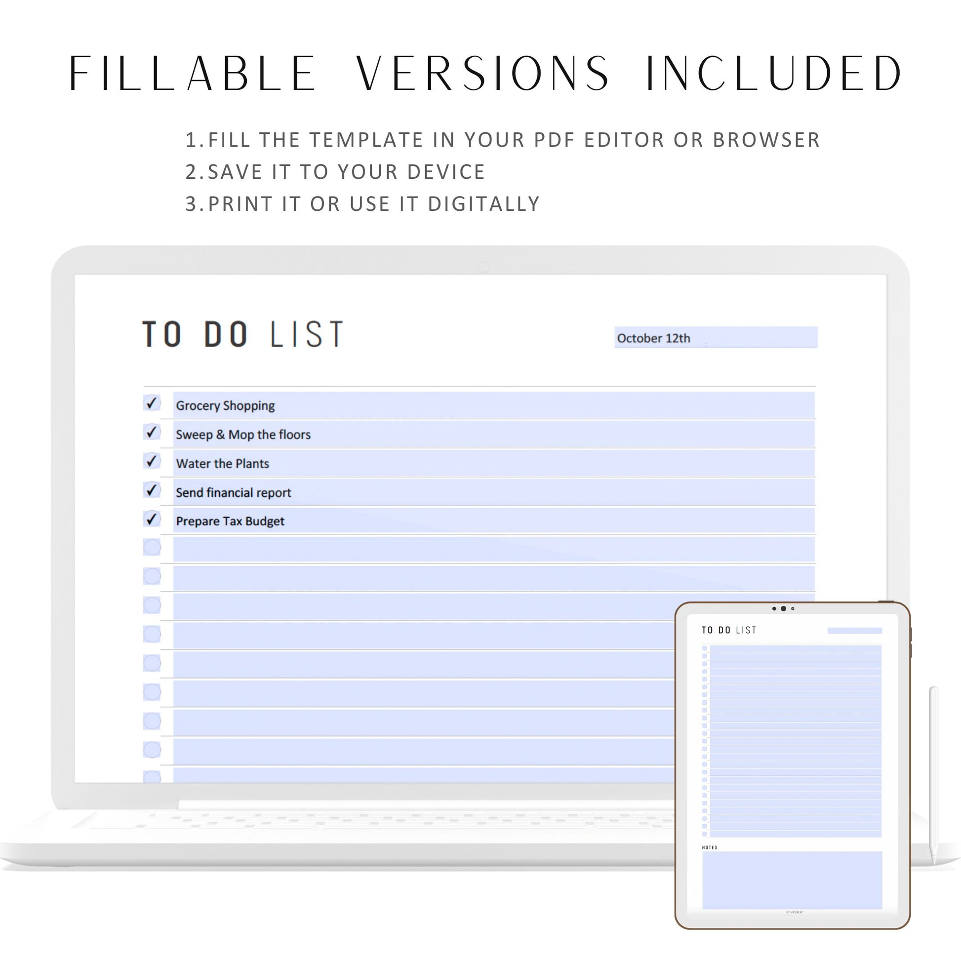 Fillable To Do List Planner Printable, Minimal To Do List Template, Daily Planner, Daily Organizer, Daily To Do, A4, A5, Letter, Half Letter