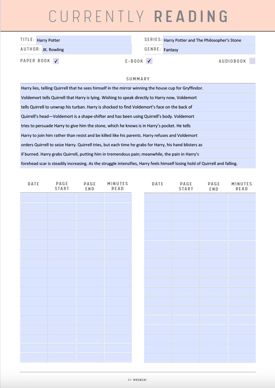 Fillable Currently Reading Planner, Reading Journal, Reading Planner, Reading List Printable, PDF, 5 colors, A4, A5, Letter, Half Letter, Digital Planner, Fillable PDF, Printable Planner