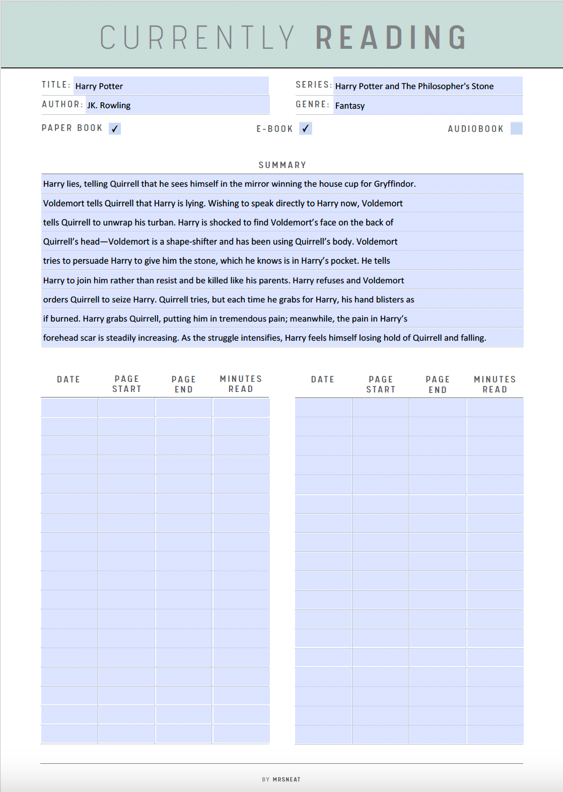 Fillable Currently Reading Planner, Reading Journal, Reading Planner, Reading List Printable, PDF, 5 colors, A4, A5, Letter, Half Letter, Digital Planner, Fillable PDF, Printable Planner