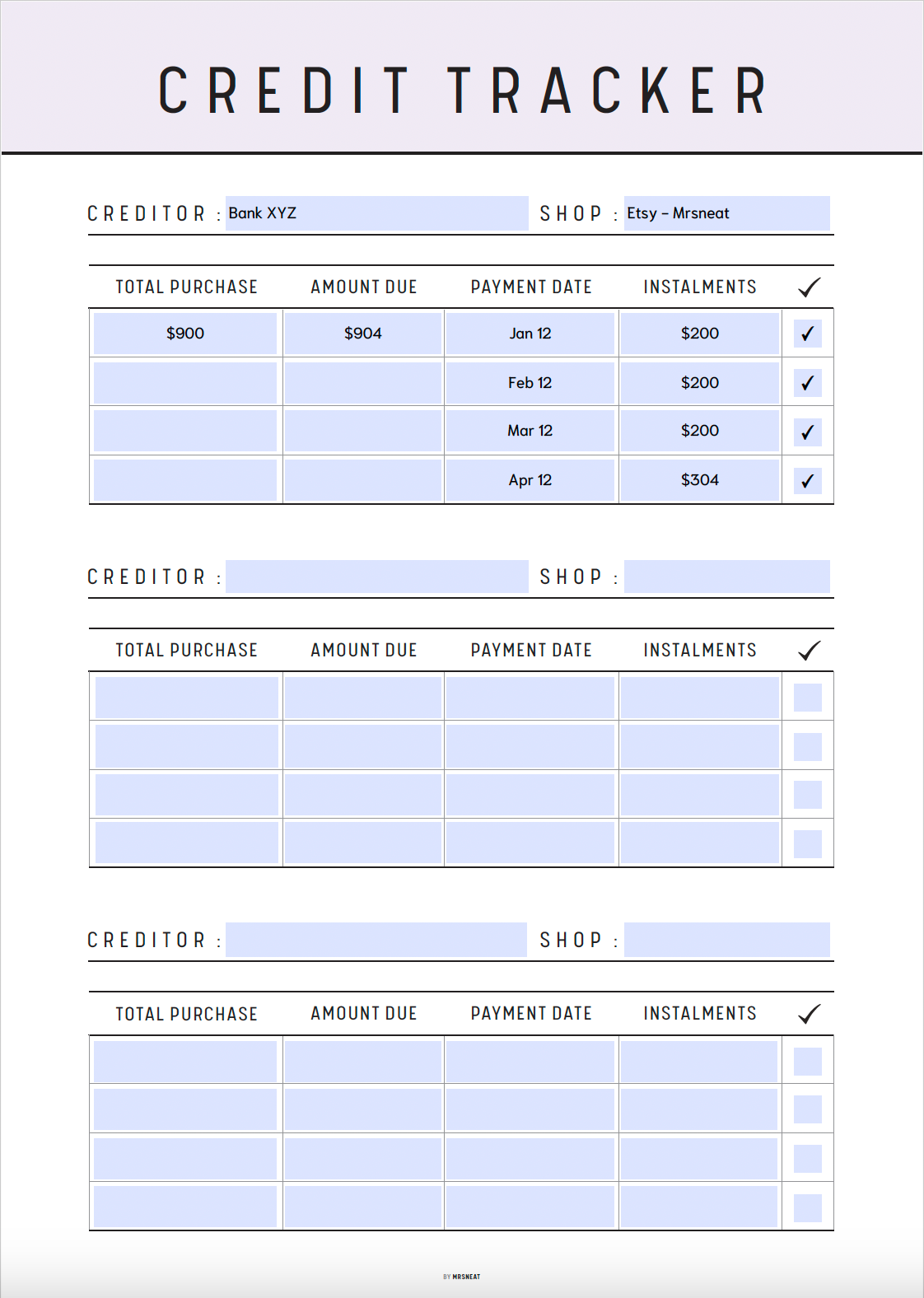 Credit Card Tracker Template Printable Vol.01 - M263 – mrsneat credit-card-tracker-template-printable-vol-01-m263-mrsneat