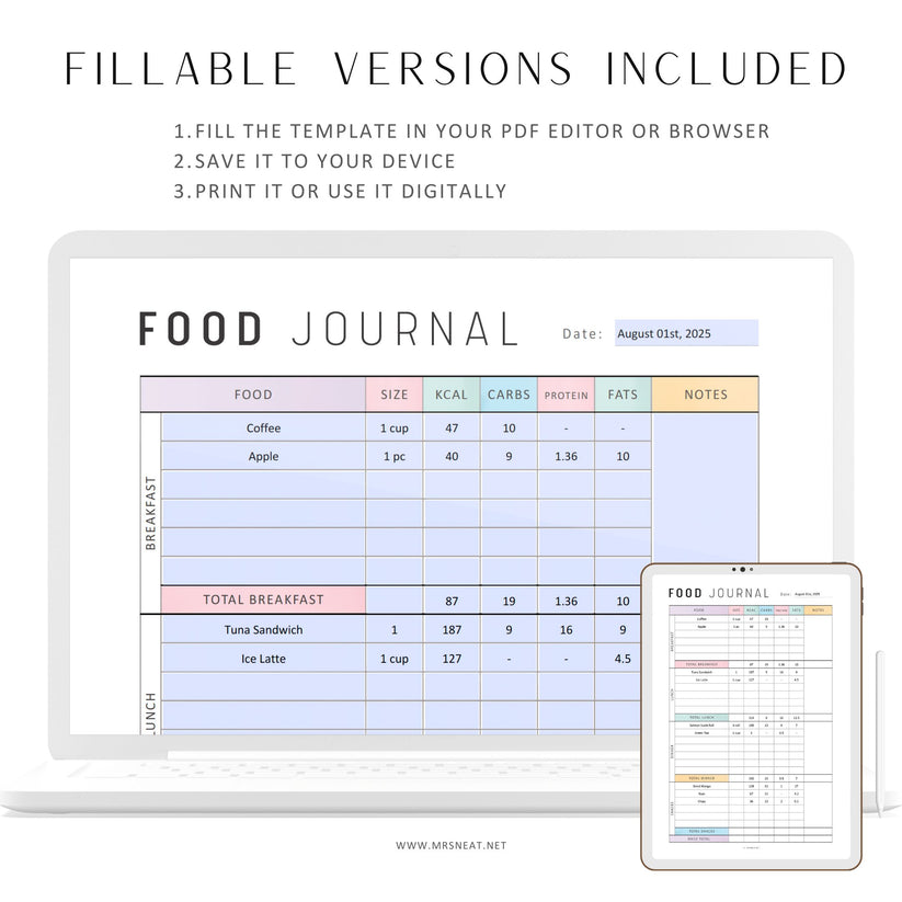 Daily Calorie Tracker Template Printable - M393 – mrsneat Daily Calorie Tracker Template Printable - M393 – mrsneat