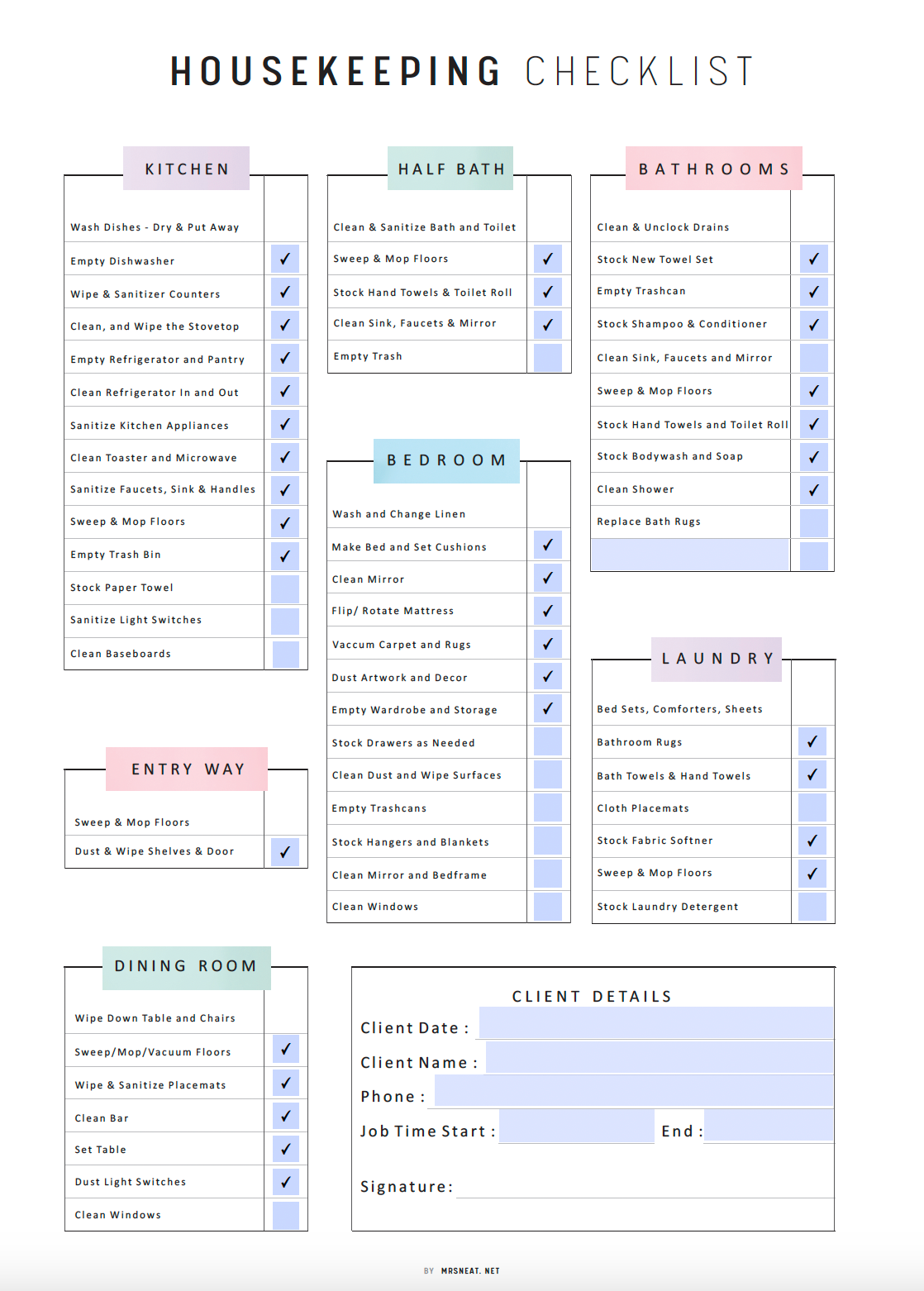 Housekeeping Checklist Printable, Airbnb Cleaning Checklist Template, House Cleaning Checklist, Housekeeping Cleaning Planner, 3 Styles, PDF