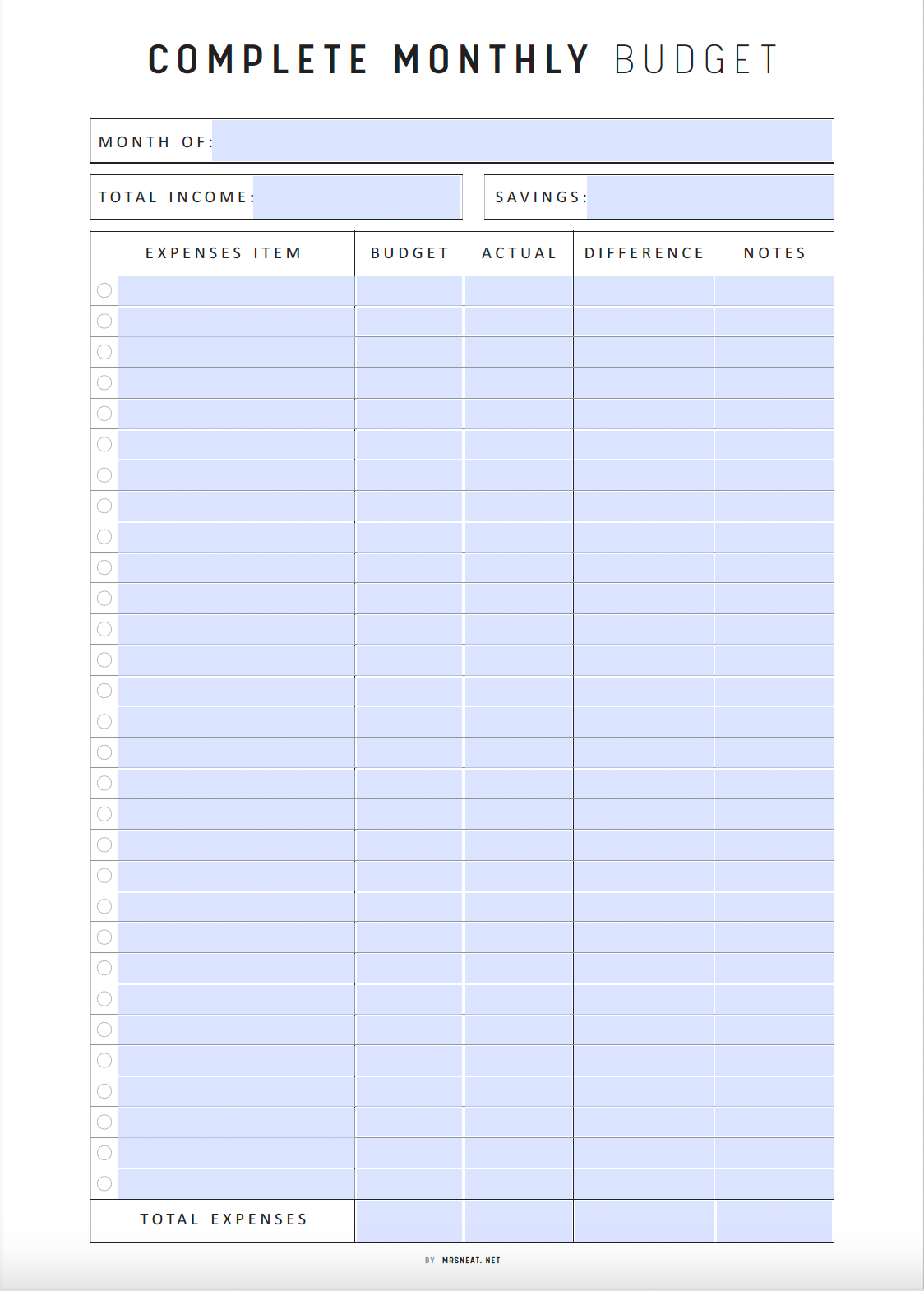 Monthly Budget Planner Printable, Budget Tracker Template, Finance Overview, Fillable Paycheck Budget, 2 versions, 2 colors, A4, A5, Letter, Fillable PDF, Printable Planner, Digital Planner