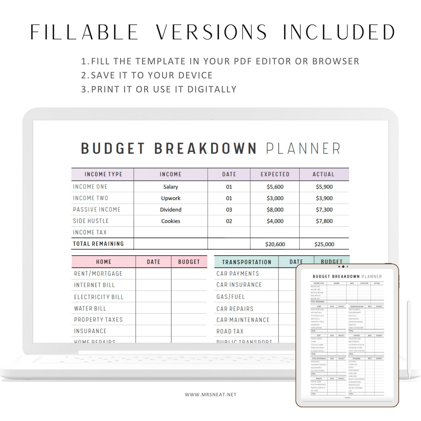 Best Monthly Budget Planner Template Printable, Budget Breakdown Template, Colorful Planner, Minimalist Planner, A4, A5, Letter, Half Letter, PDF