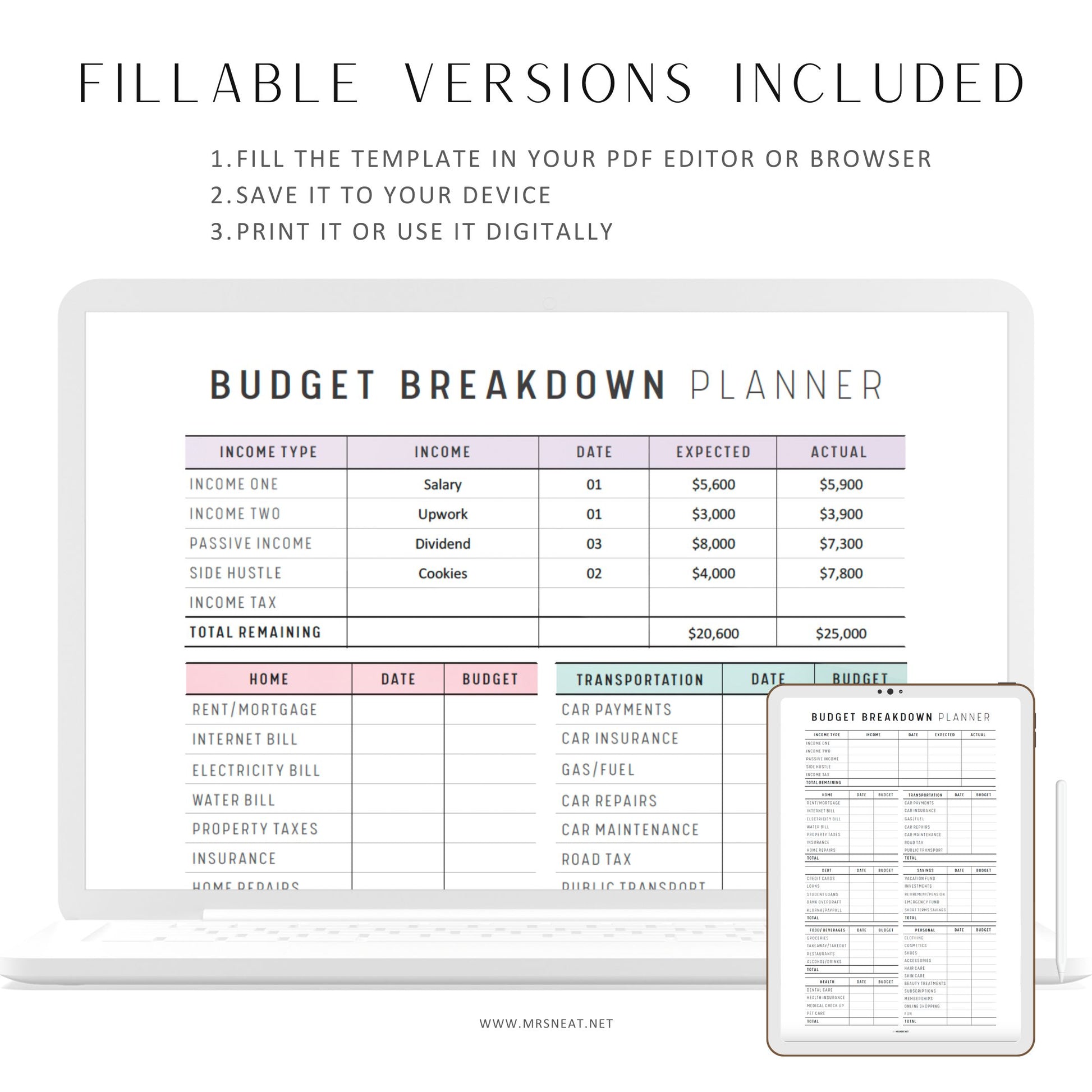 Best Monthly Budget Planner Template Printable, Budget Breakdown Template, Colorful Planner, Minimalist Planner, A4, A5, Letter, Half Letter, PDF