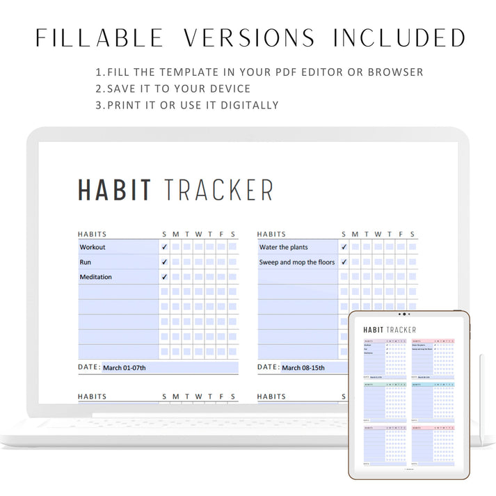 Weekly Habit Tracker Template Printable - M399 – mrsneat