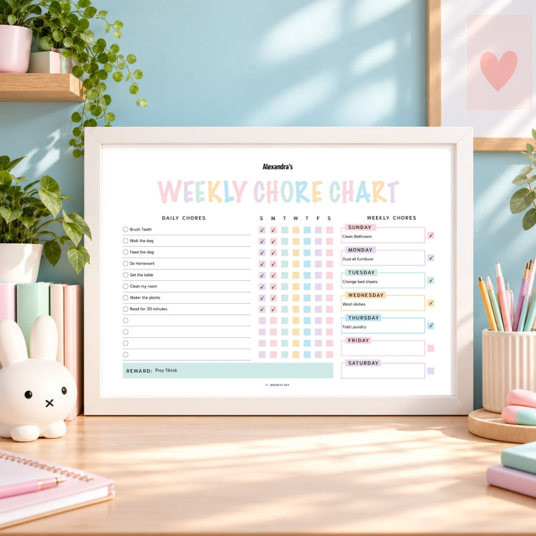 Editable Kids Chore Chart Printable PDF - M491