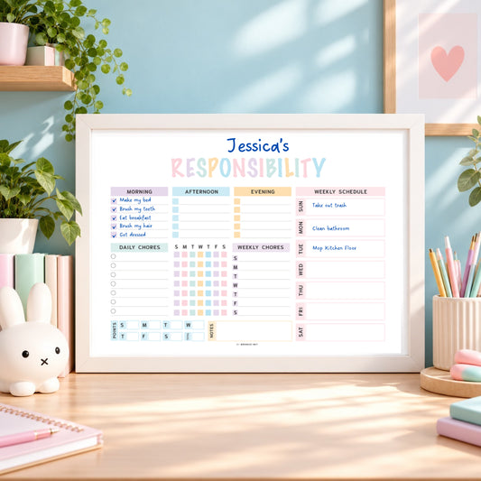 Editable Responsibility Chore Chart Printable PDF - M492