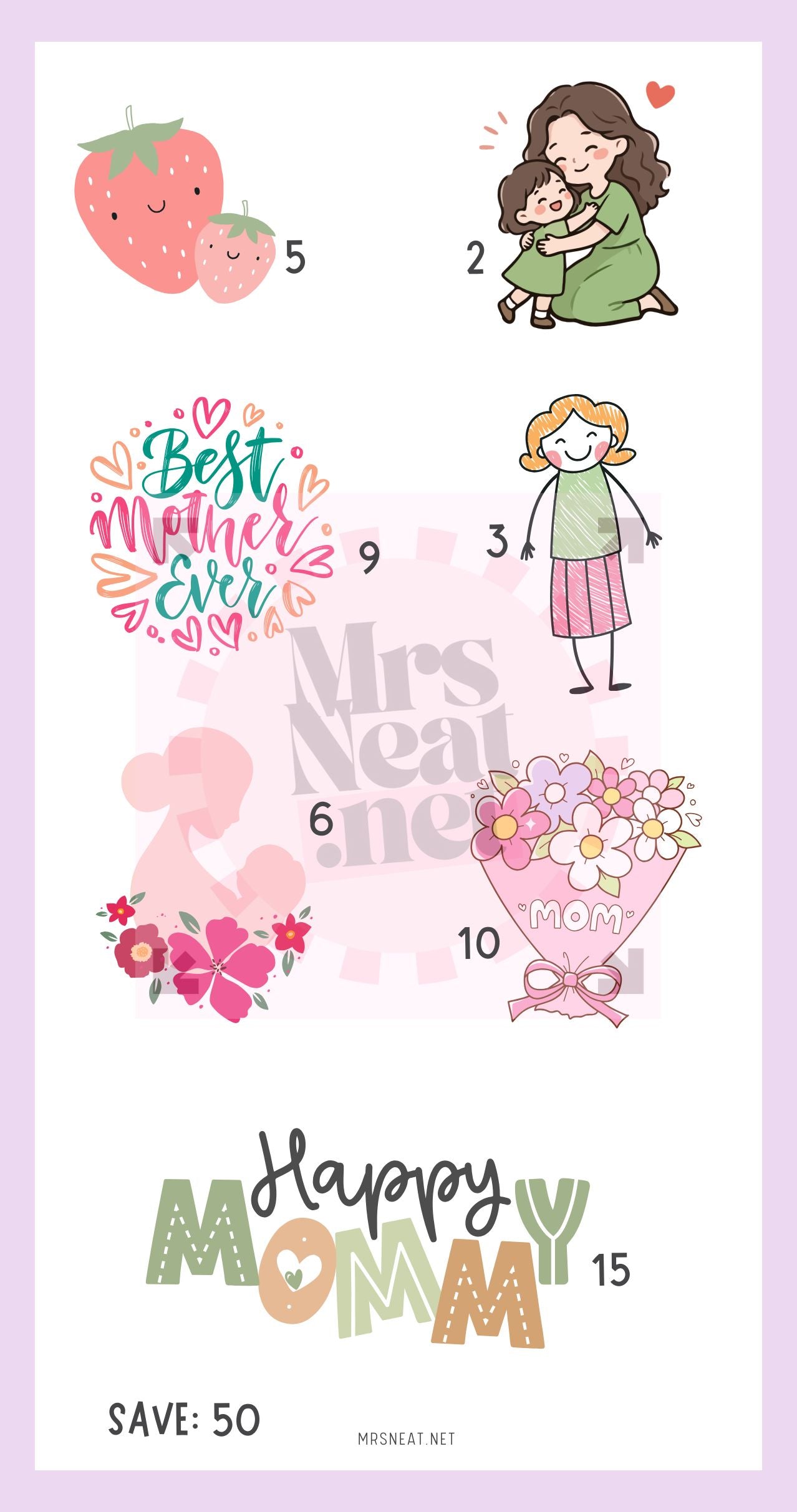 Cute Purple savings challenge Mother Day Themed for Low Income Savings Tracker for Mothers Day Gift, Fun Mini Money Game, A6 size, Instant Download