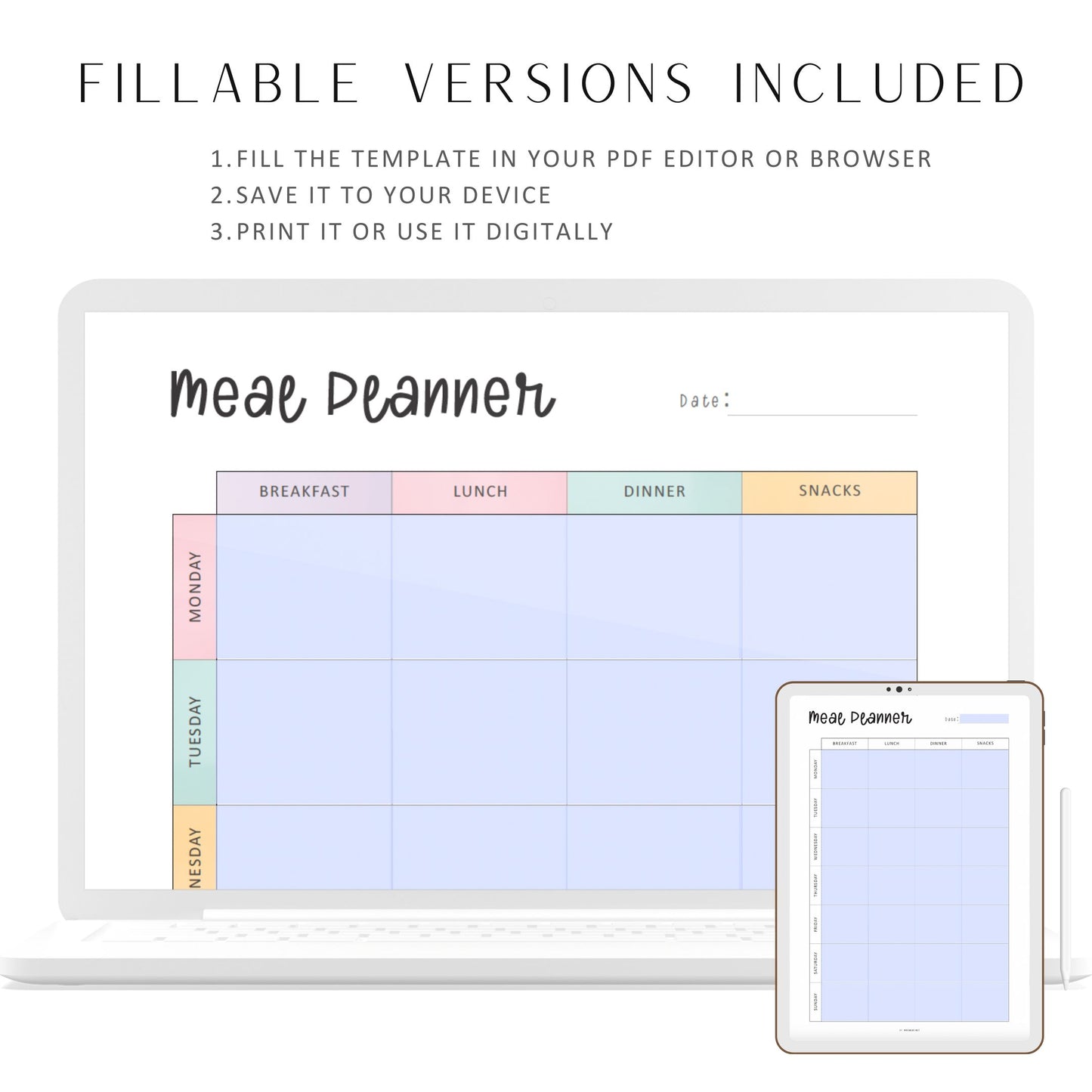 Printable Weekly Meal Planner - M382