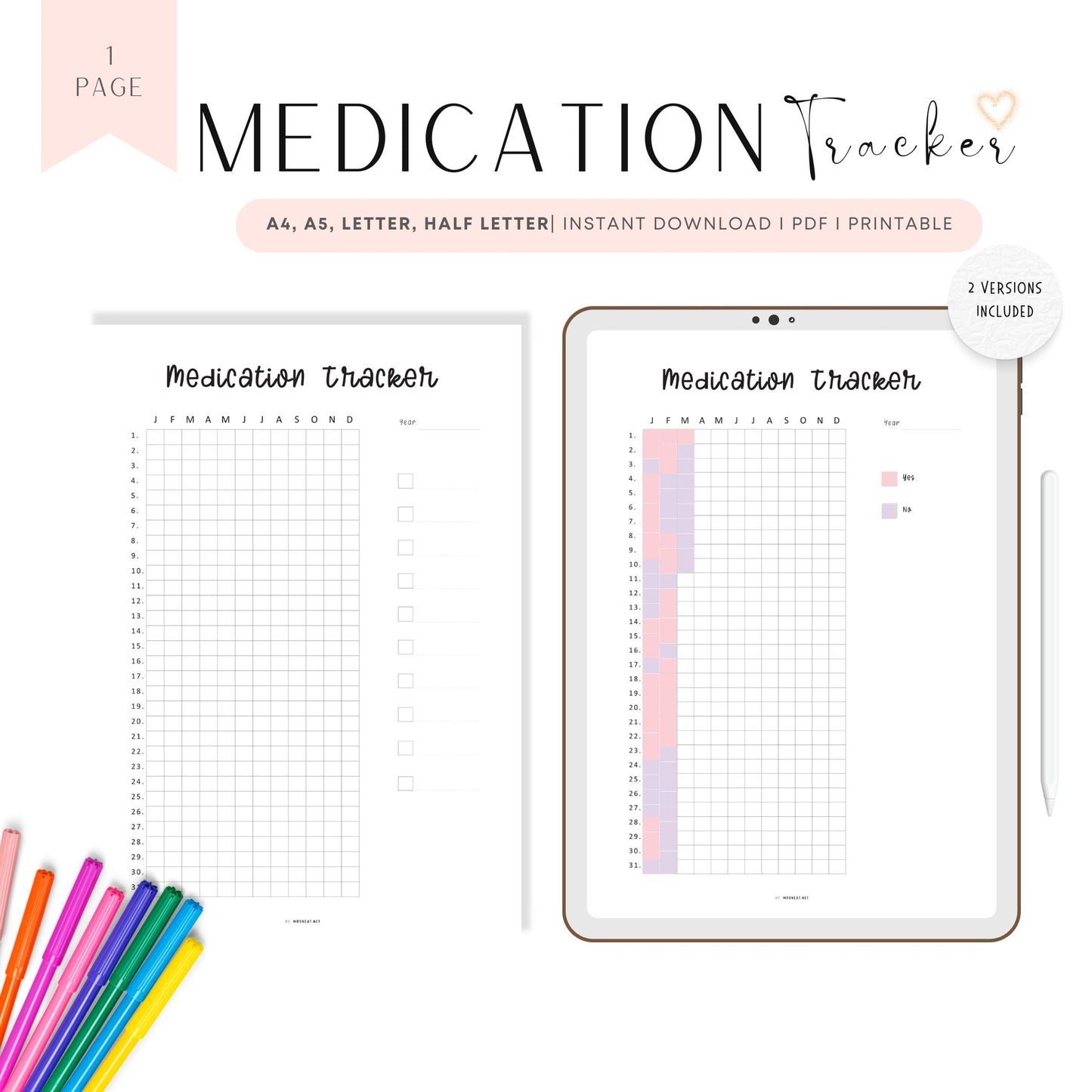Medication Log Printable Template PDF