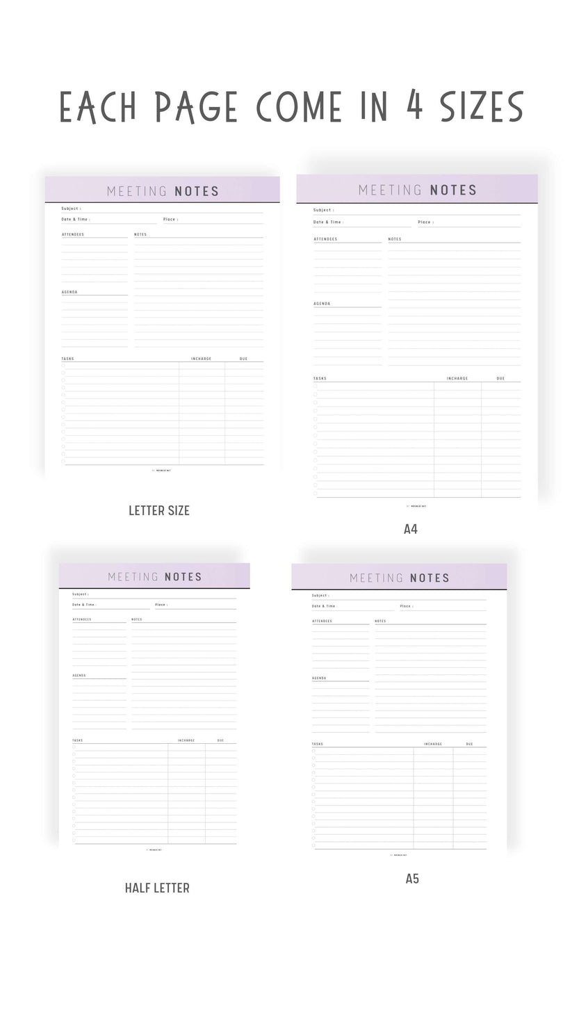 Printable Meeting Notes Template Mrsneat