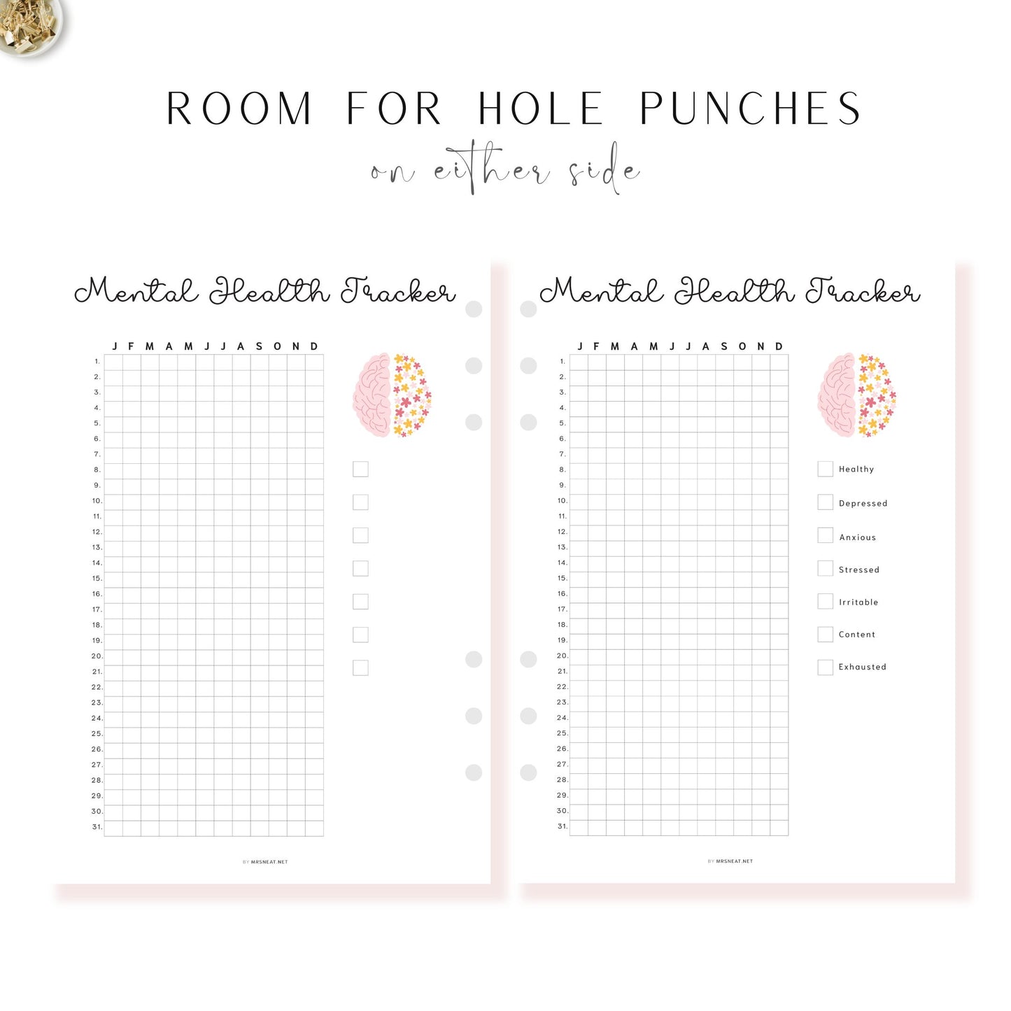 Mental Health Tracker Template Printable PDF, A4, A5, Letter, Half Letter, Minimalist, Digital, Pre-filled & Blank Planner