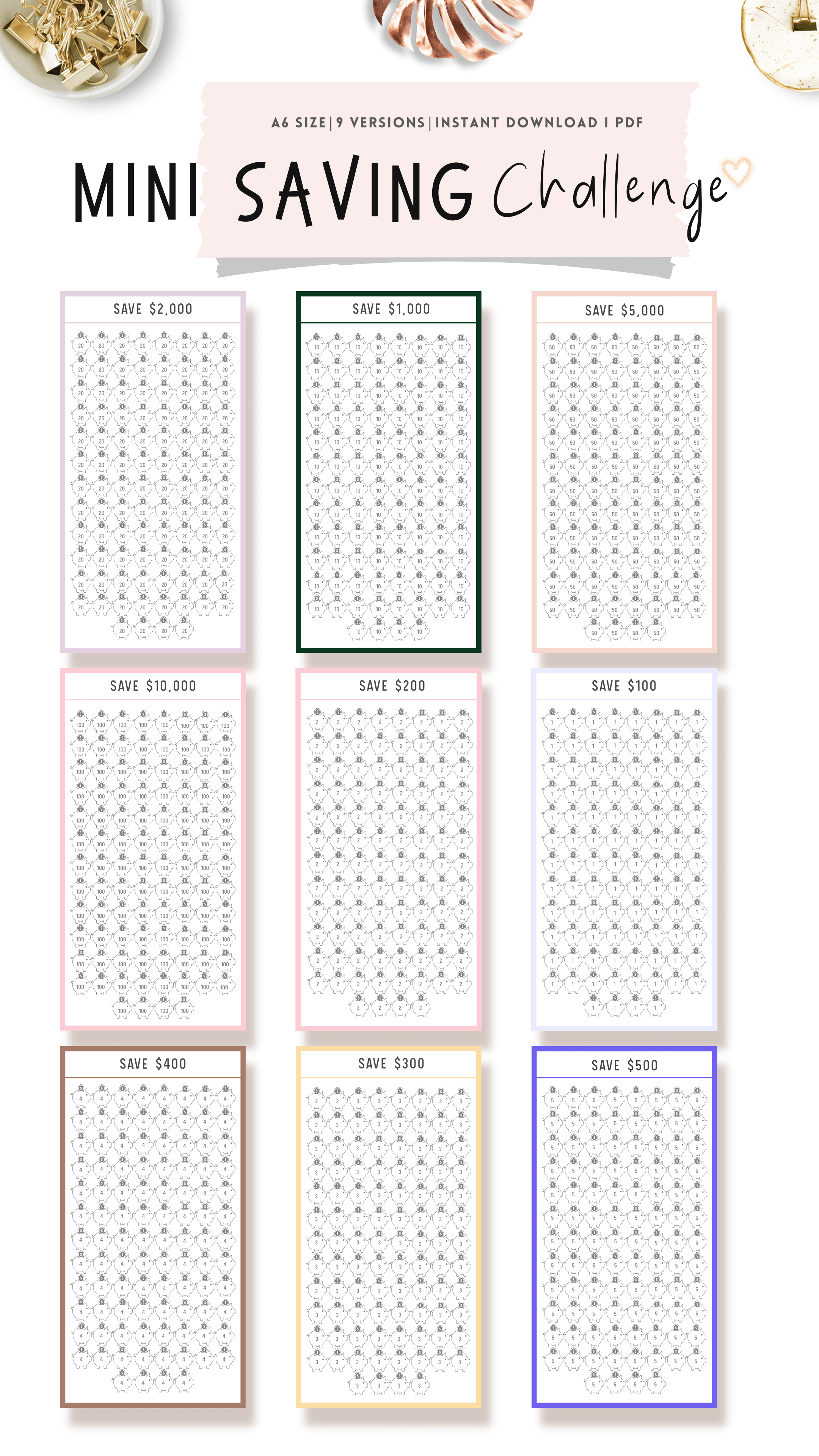 Mini saving Challenge Printable - M175 – mrsneat